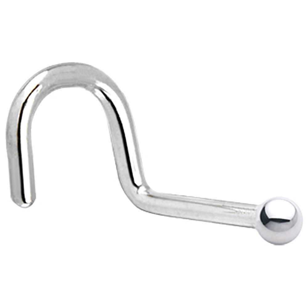 Solid 14KT White Gold 1.5mm Ball Nose Ring