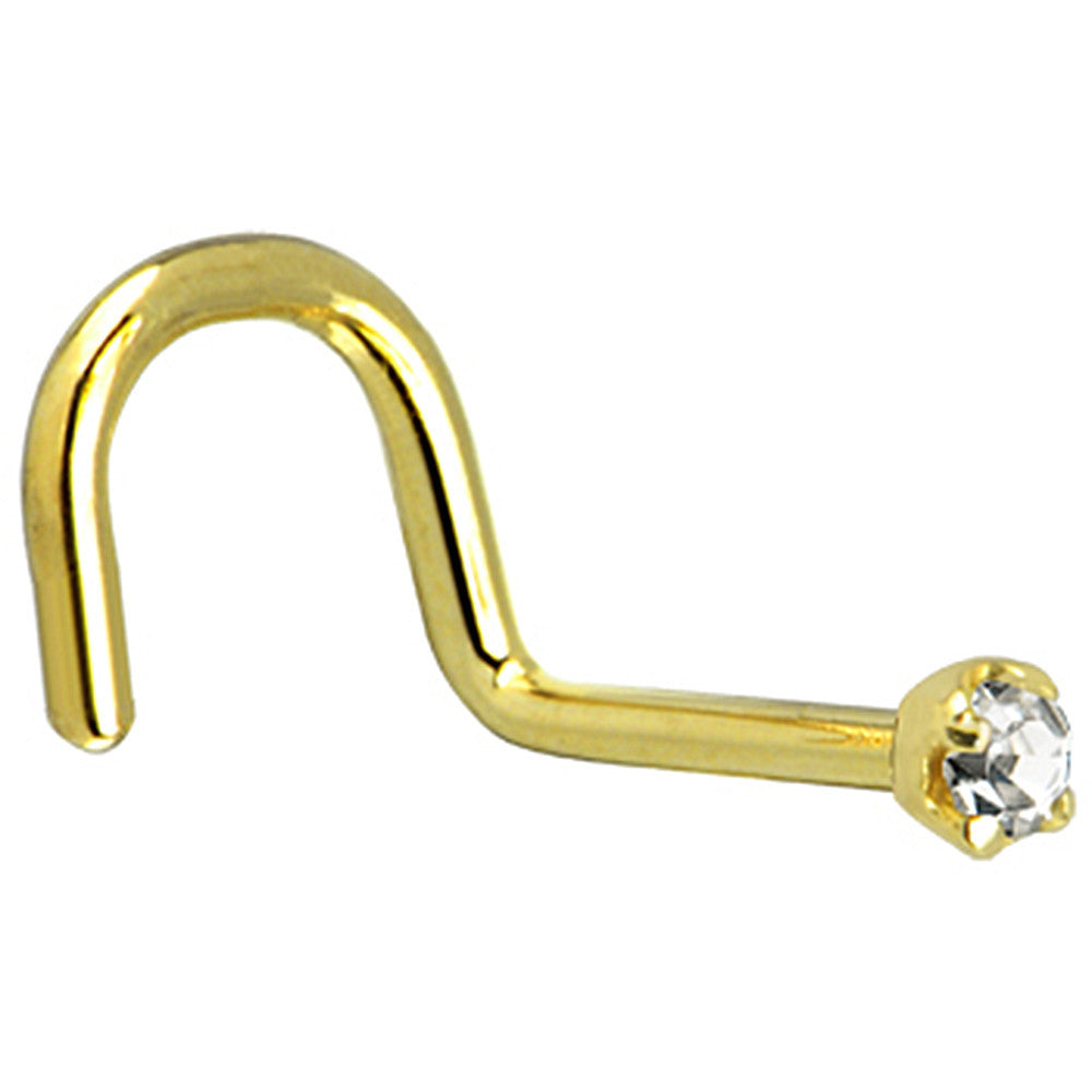 Solid 14KT Yellow Gold (April) 2mm Genuine Diamond Nose Ring