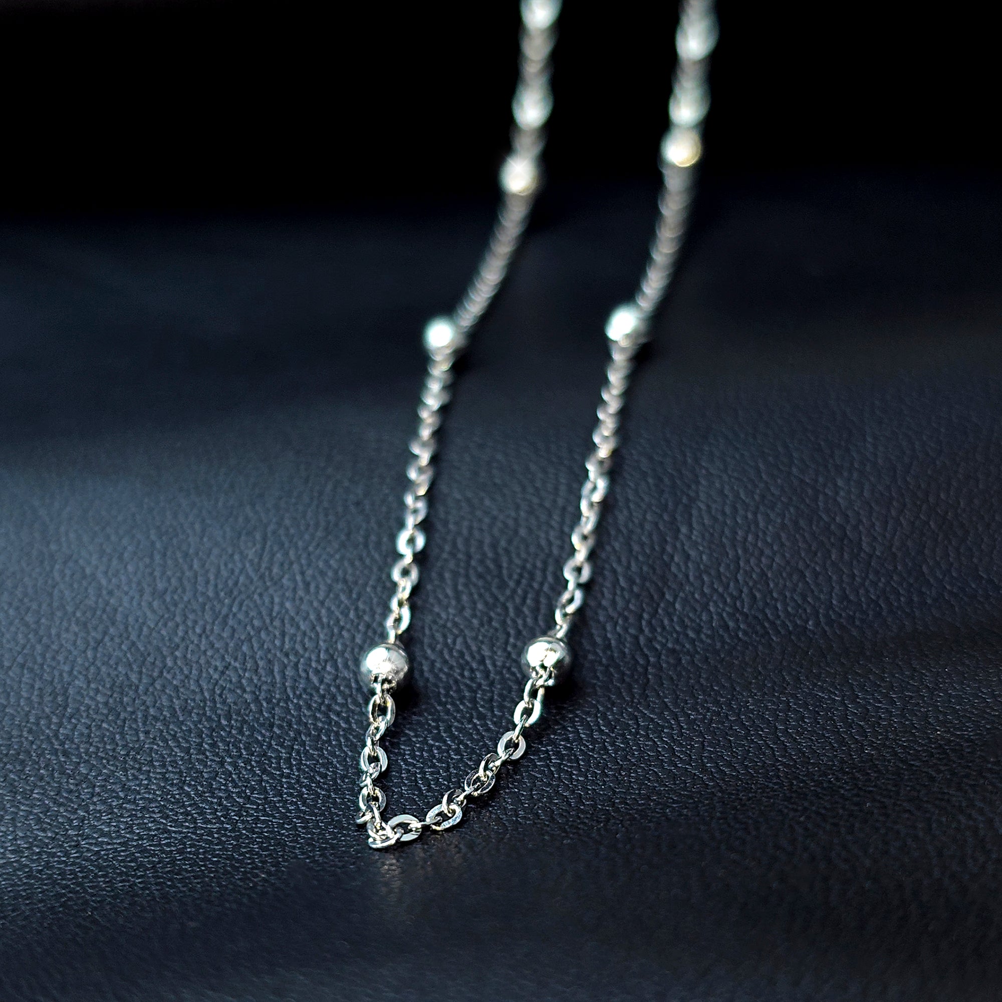 Stainless Steel Ball Station Necklace Satellite Chain Layering Necklace