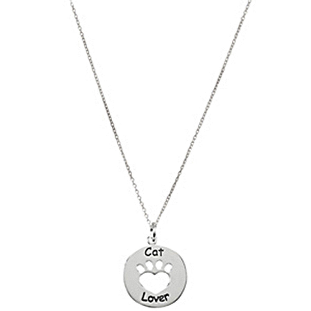 Heart U Back Cat Lover Paw Necklace