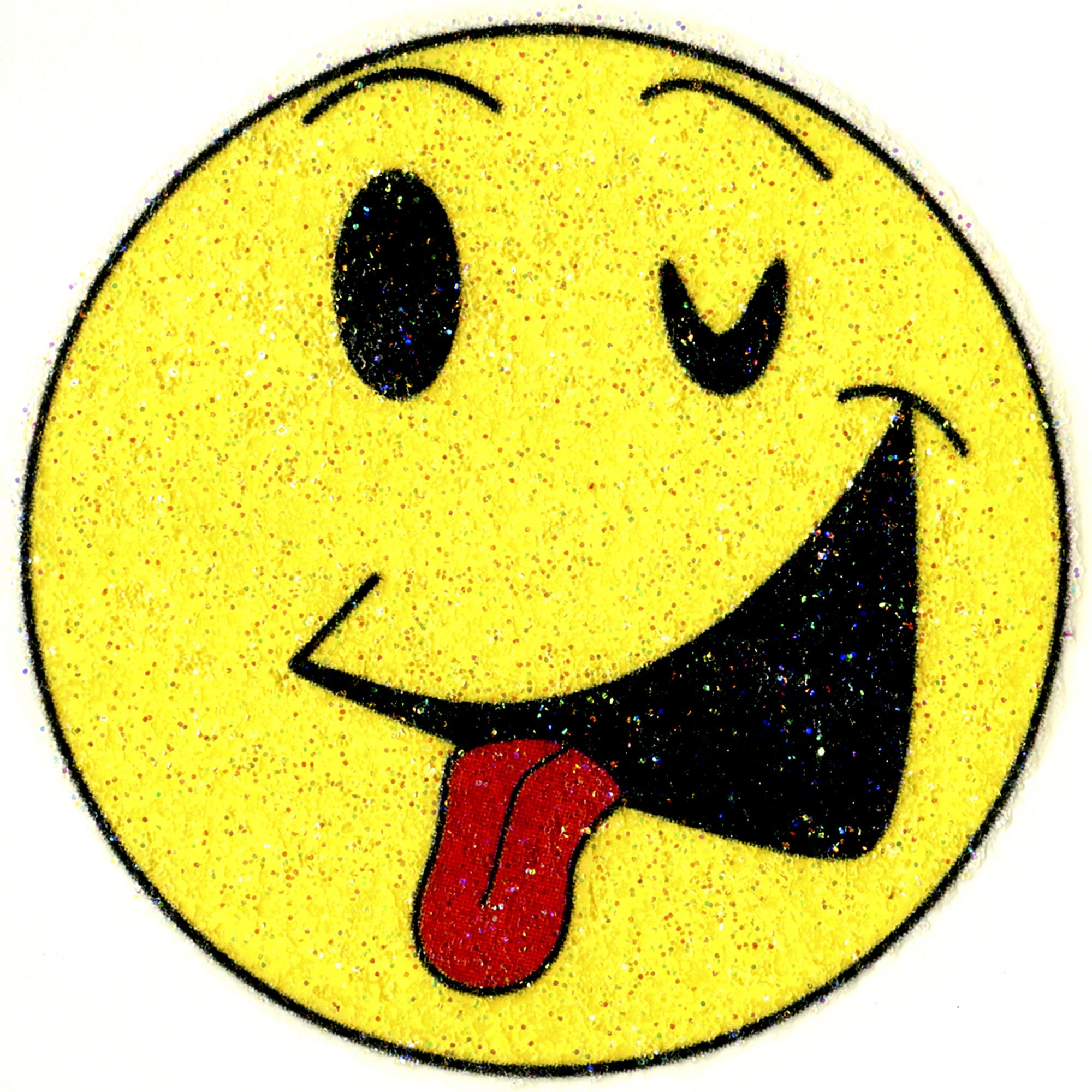 WINKING HAPPY FACE Glitter Temporary Tattoo 2x2
