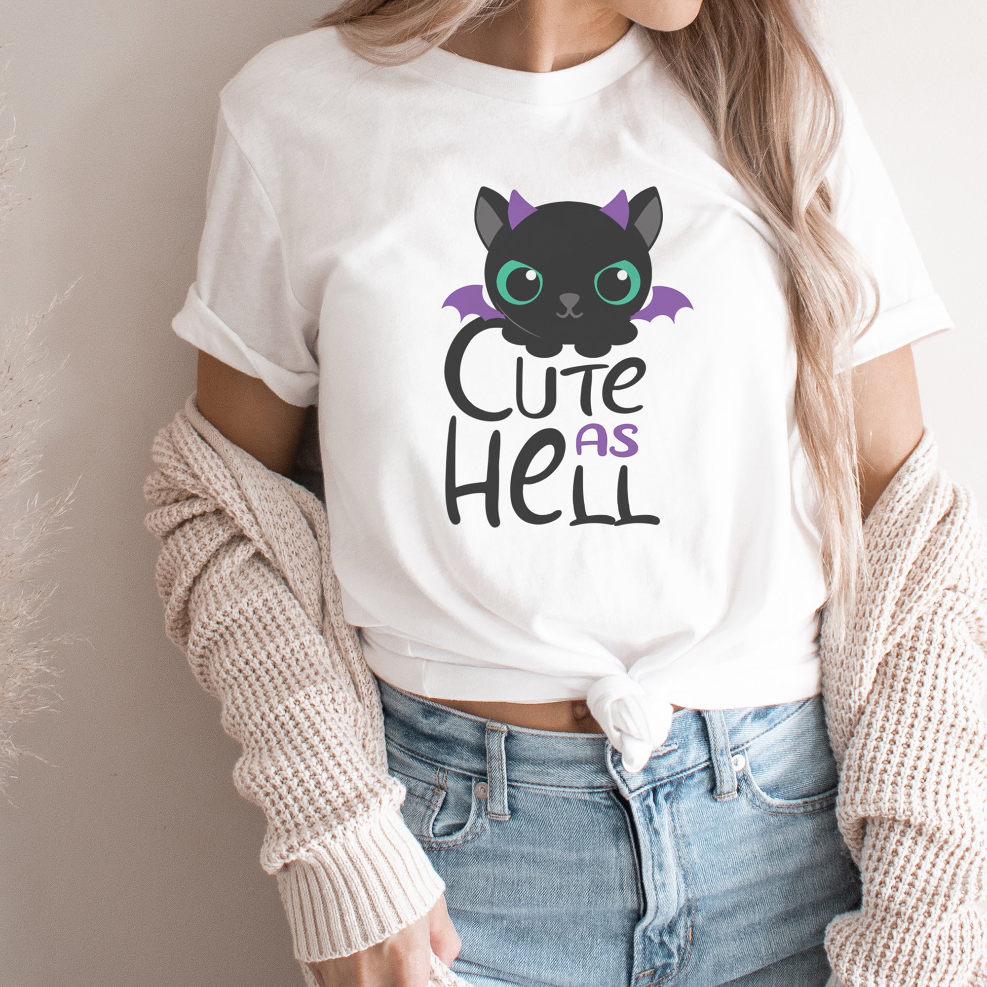 Kitty Cat Bat Cute as Hell Tee Shirt