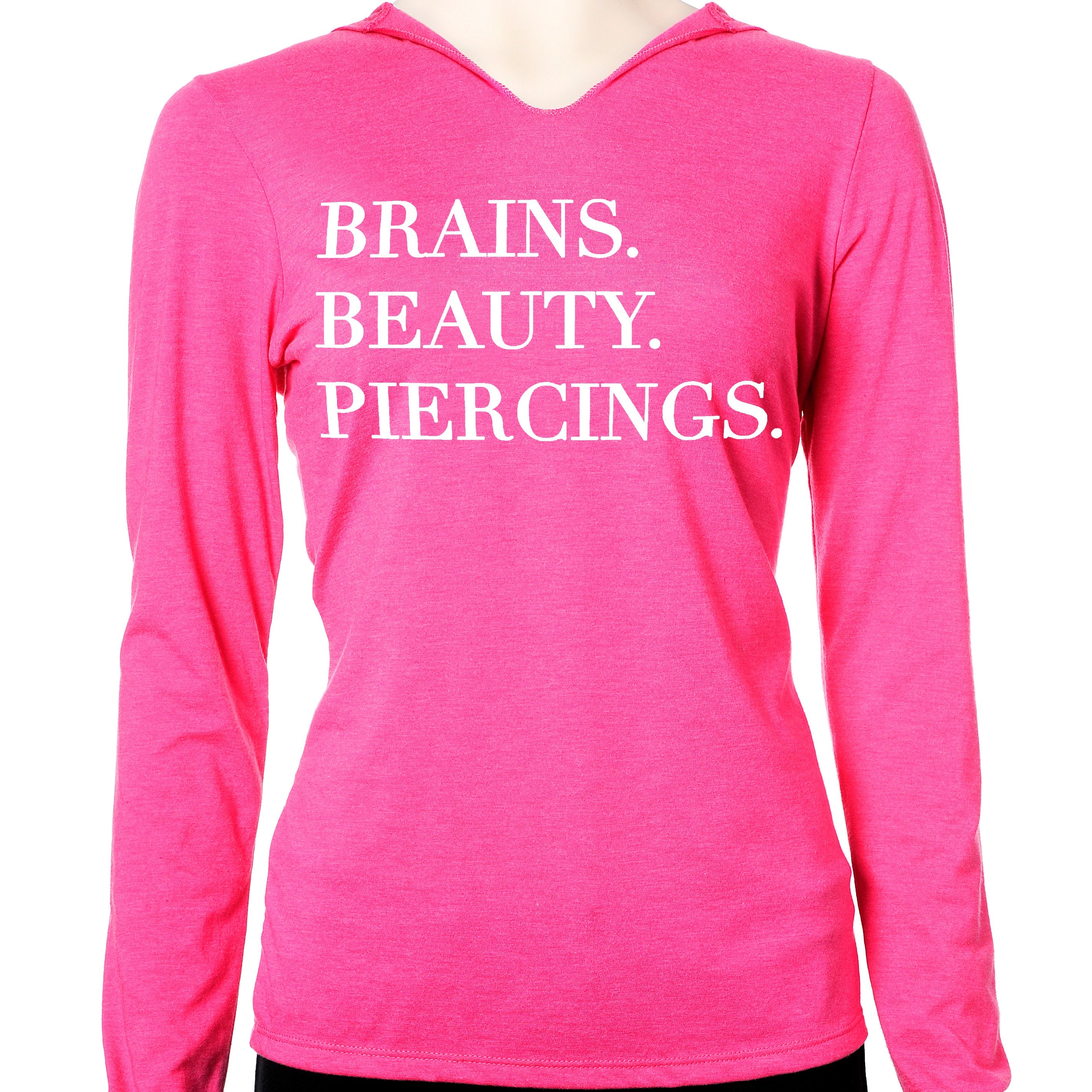 Brains Beauty & Piercings Tapered Long Sleeve Hoodie