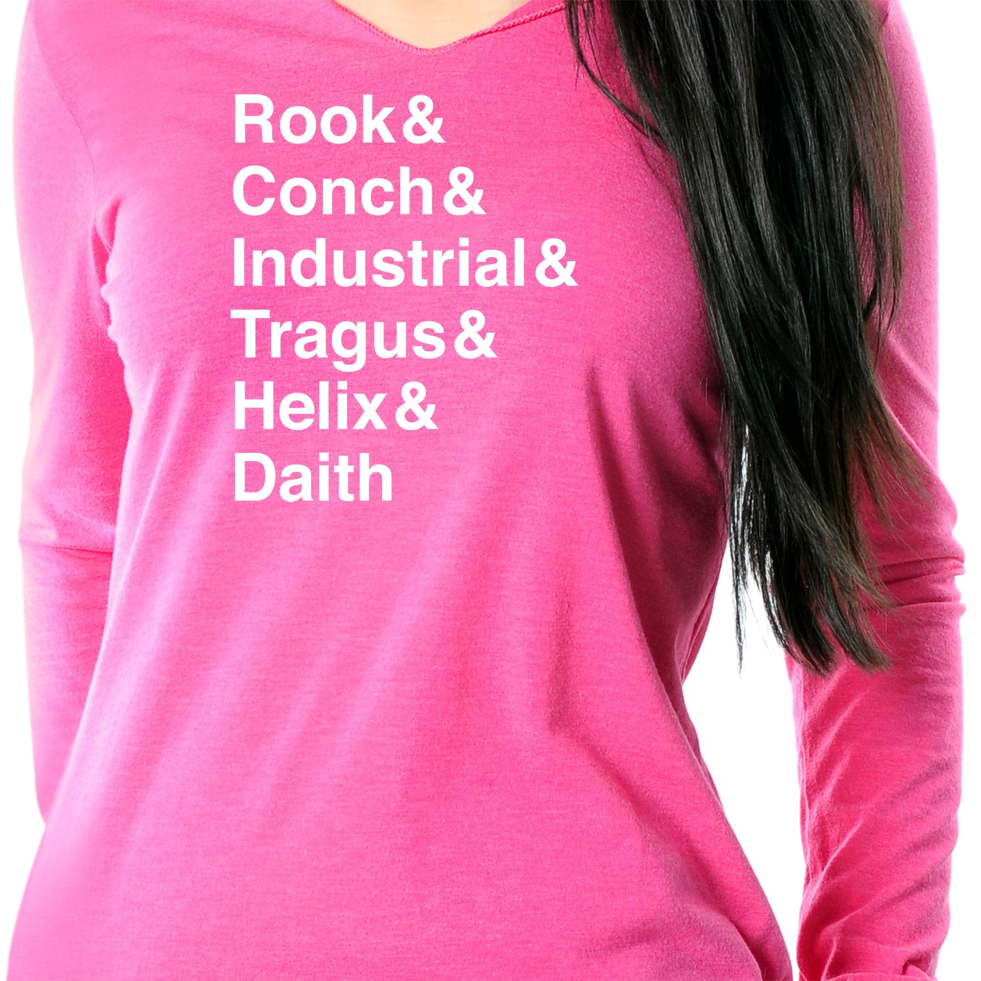 Rook & Conch & Industrial & Tragus & Helix & Daith Tapered Long Sleeve Hoodie