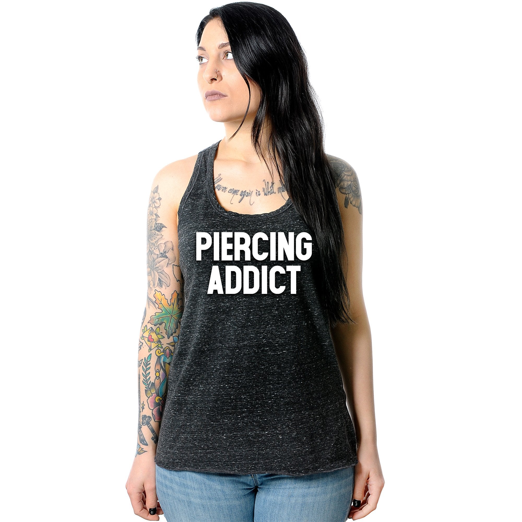 Piercing Addict Black Gray Cosmic Twist Back Tank Top