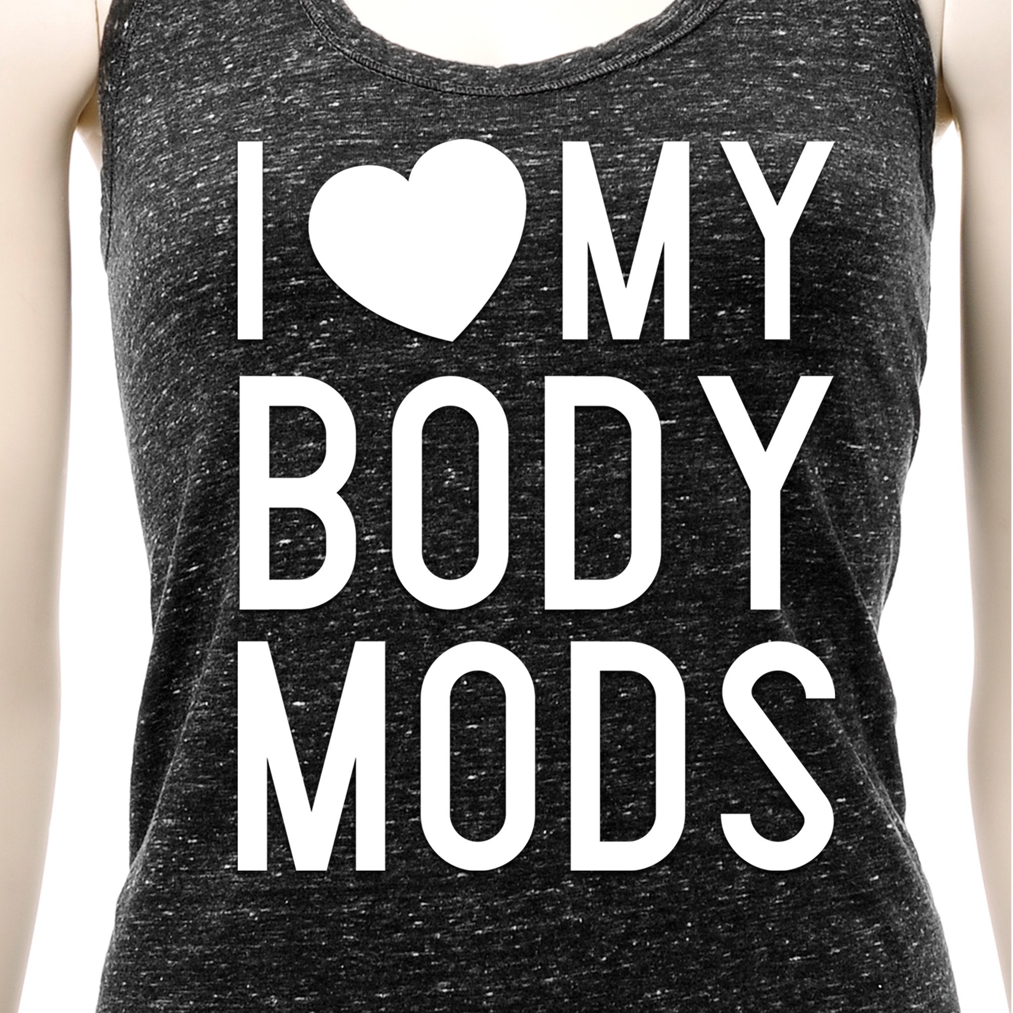 I Love My Body Mods Black Gray Cosmic Twist Back Tank Top