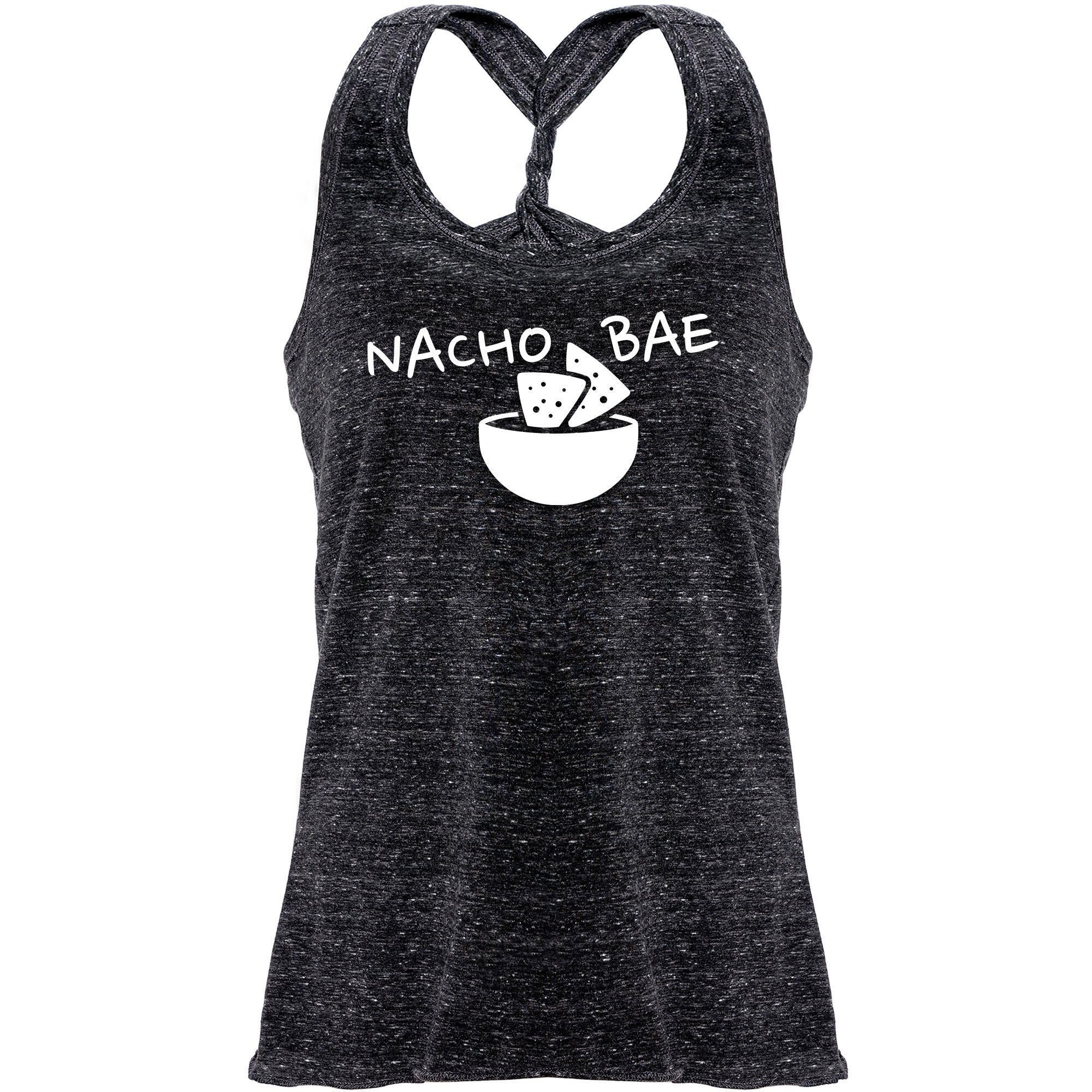 Nacho Bae Black Gray Cosmic Twist Back Tank Top