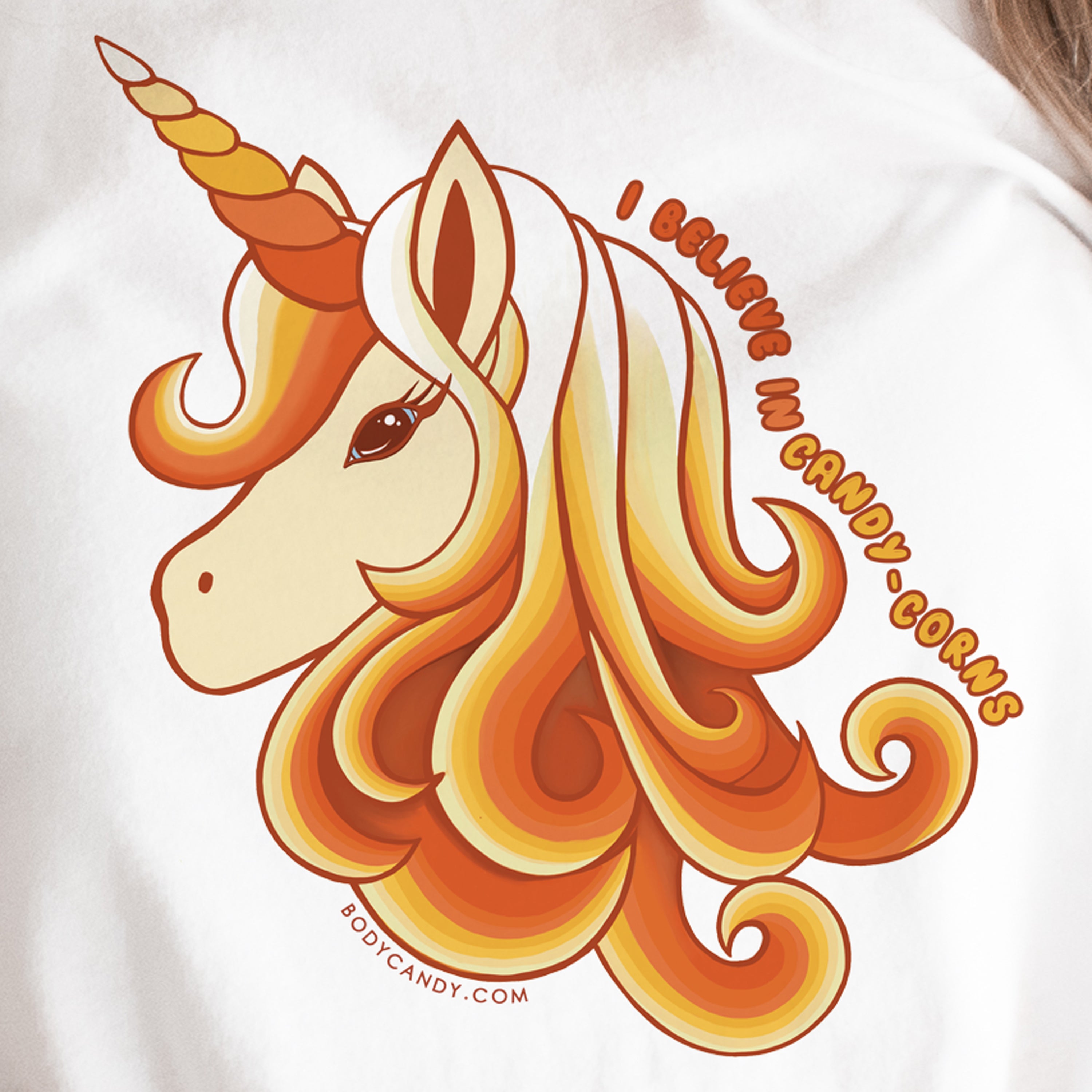 I Believe In Candy-Corns Unicorn White Tee Shirt