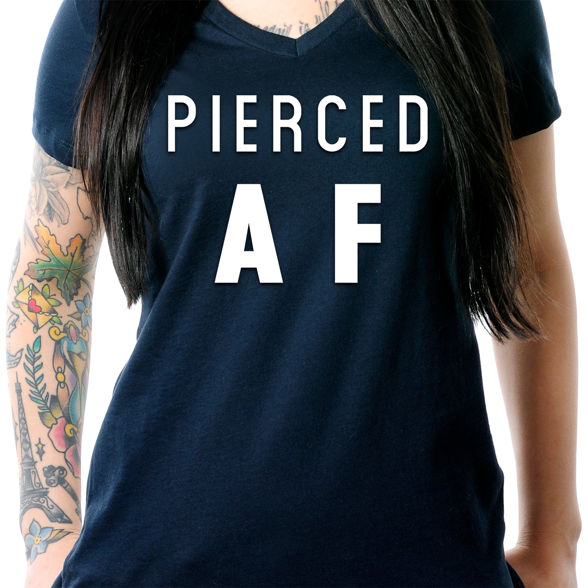 Pierced AF Black Tapered V-Neck Tee Shirt