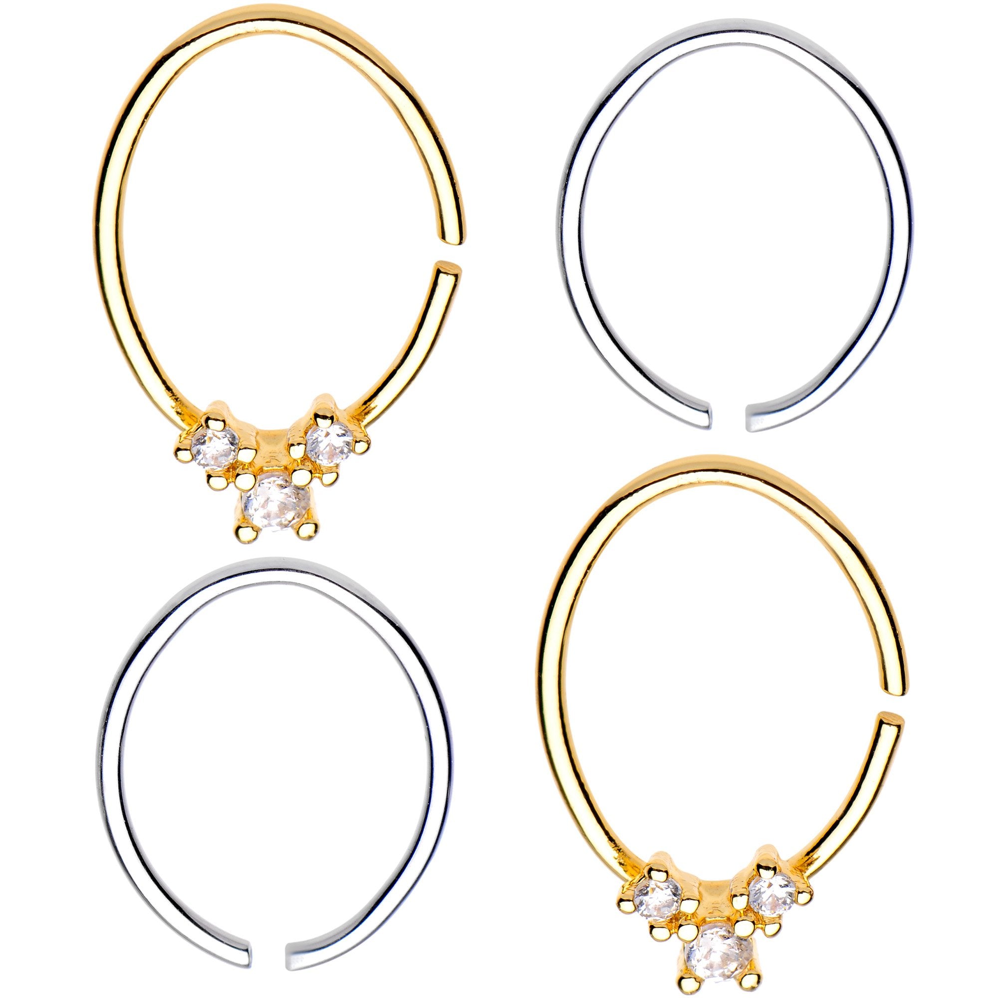 20G 3/8 Clear Gem Multi Circular Seamless Ring Set