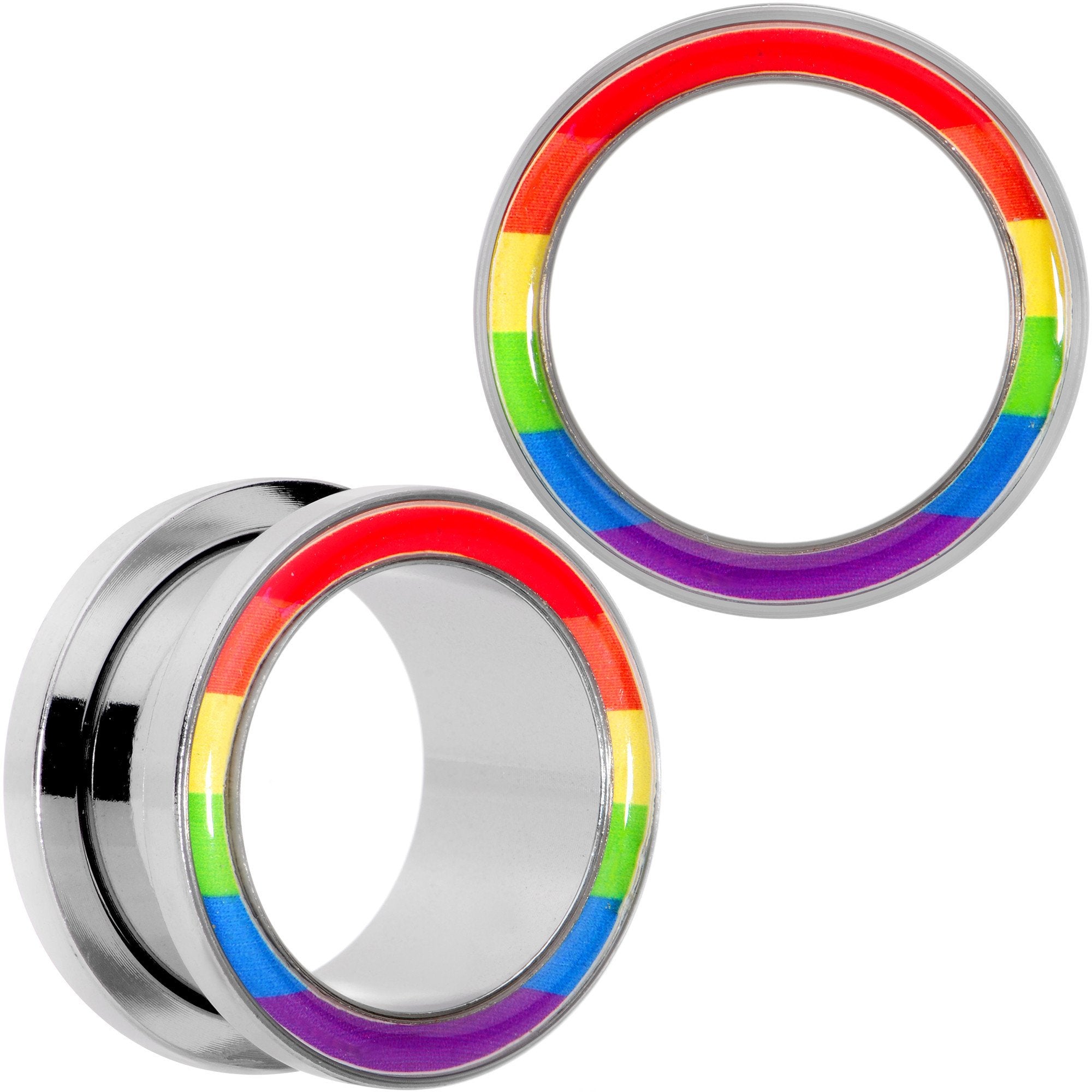 Rainbow Unity Pride Screw Fit Tunnel Plug Set 2G to 1"