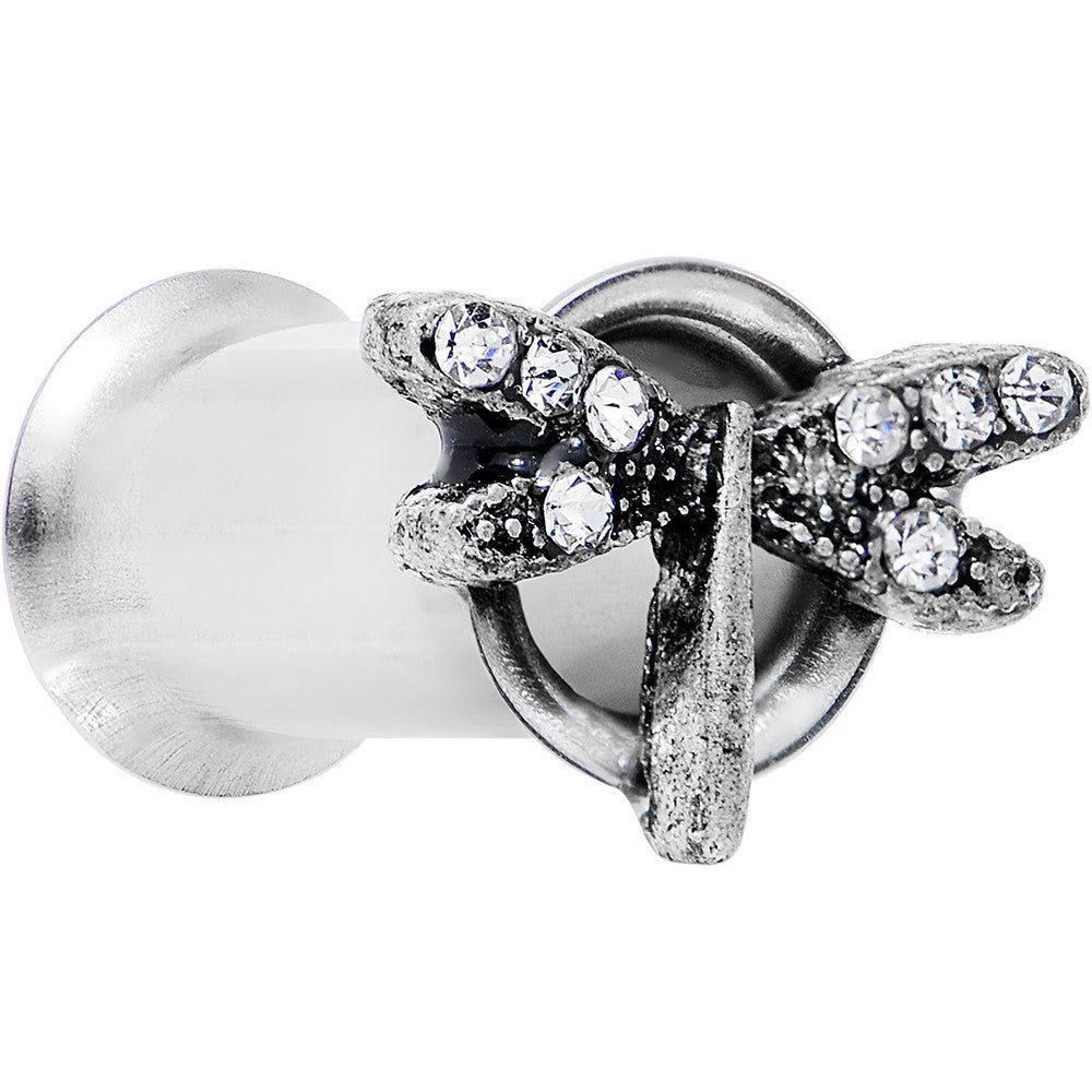 2G Clear Gem Steel Hi Sky Dragonfly Double Flare Tunnel Plug Set