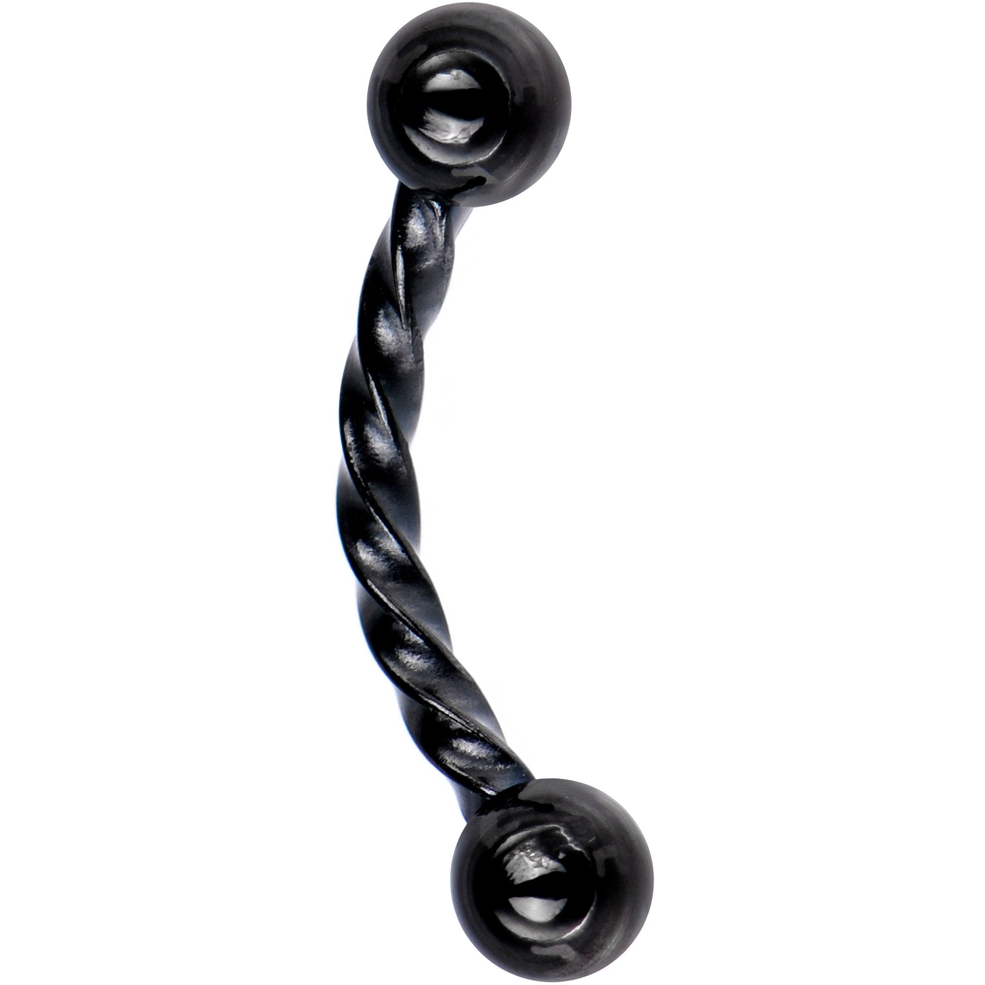 16G 5/16 Black IP Seriously Twisted Curved Eyebrow Ring