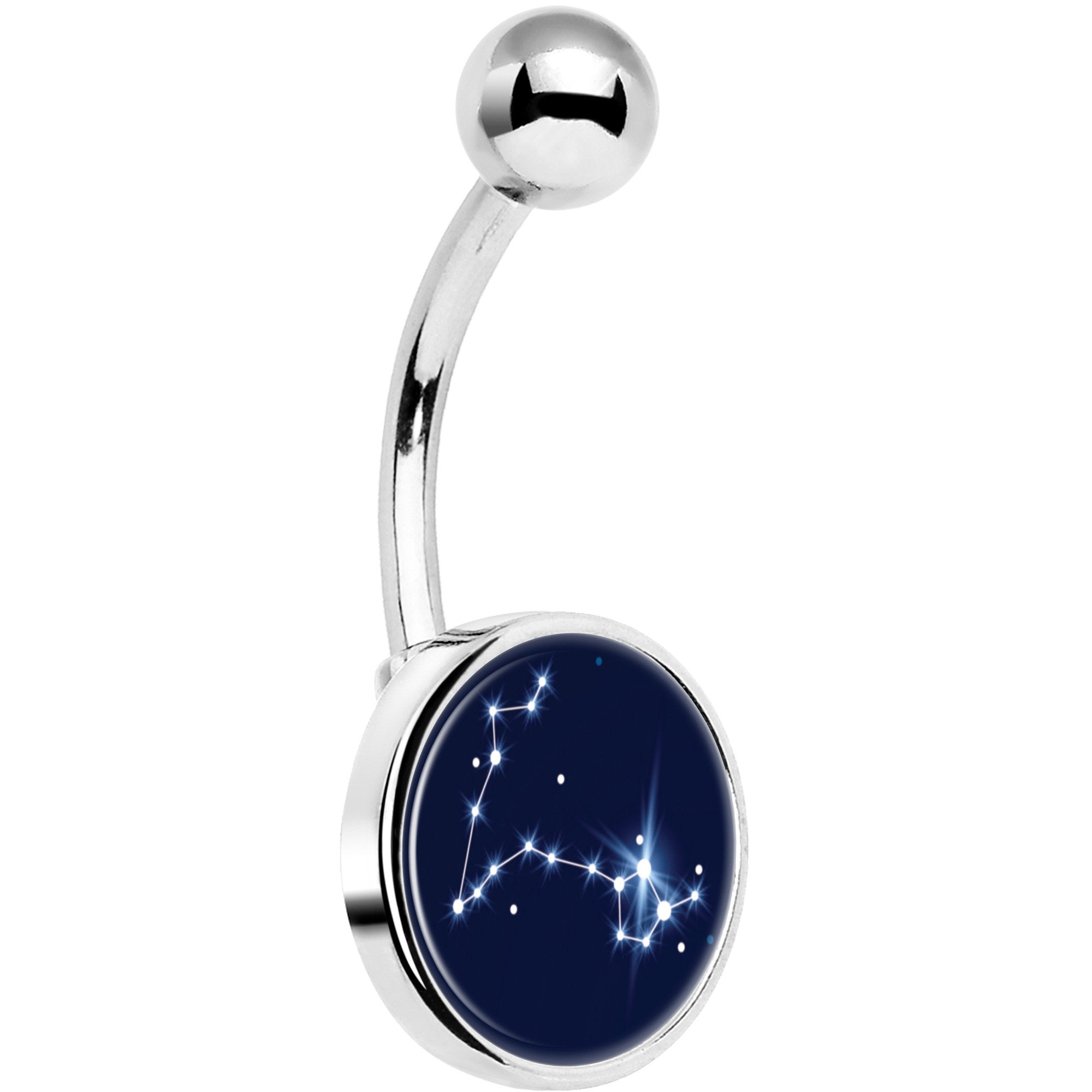 Zodiac Constellation Pisces Hypoallergenic Stainless Steel Belly Ring
