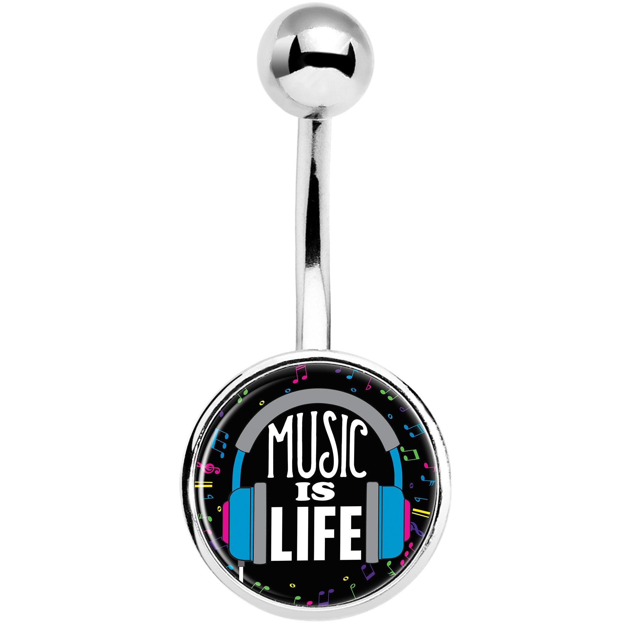 Music is Life Headphones Stainless Steel Belly Ring lightweight comfortable