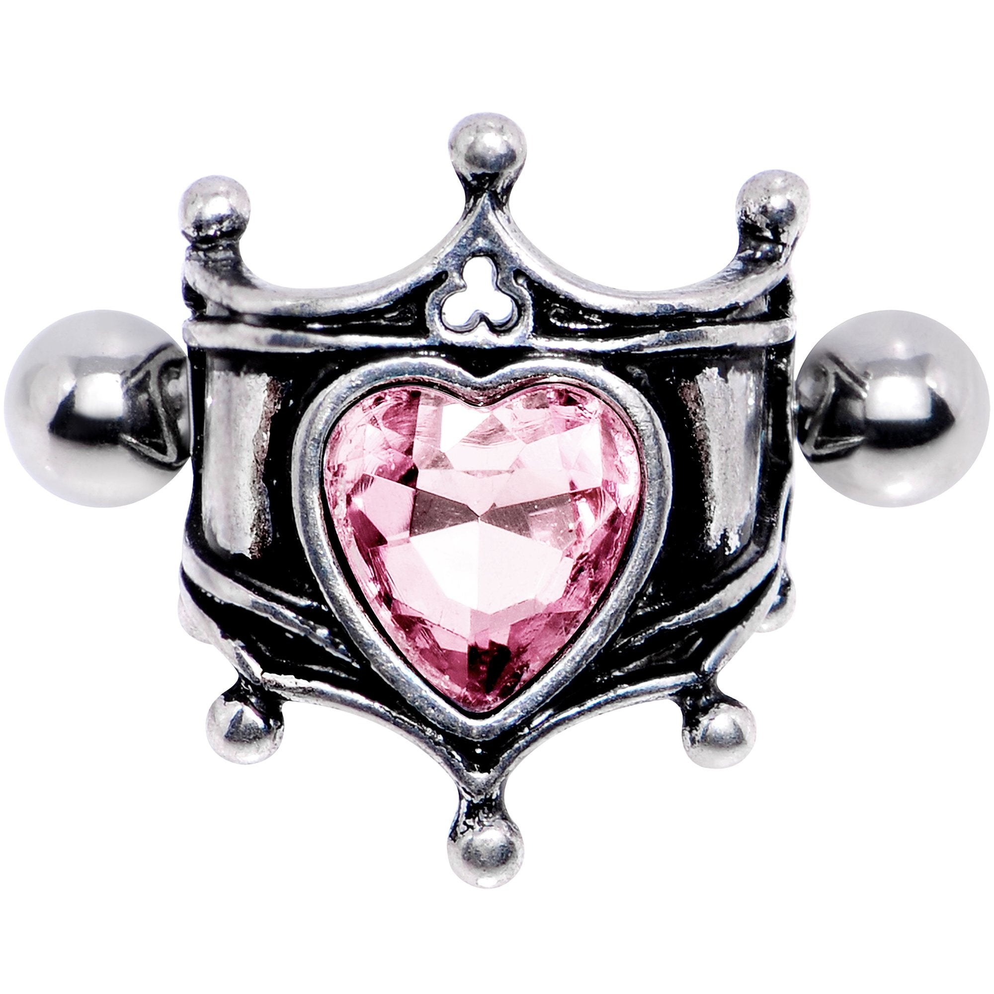 16G 1/2 Pink Gem Queen of Hearts Cuff Cartilage Earring