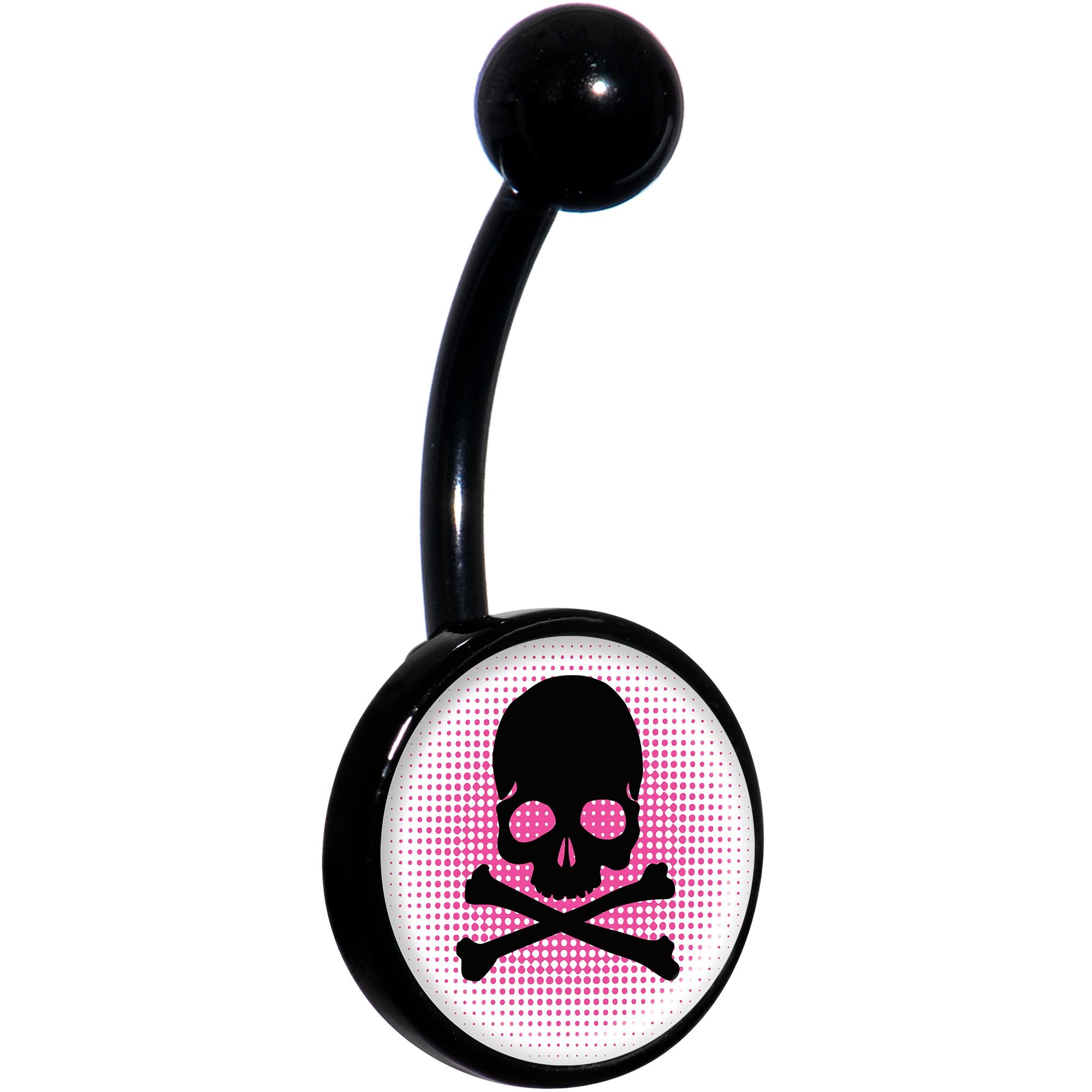Pink Black Skull Black Hypoallergenic Stainless Steel Belly Ring