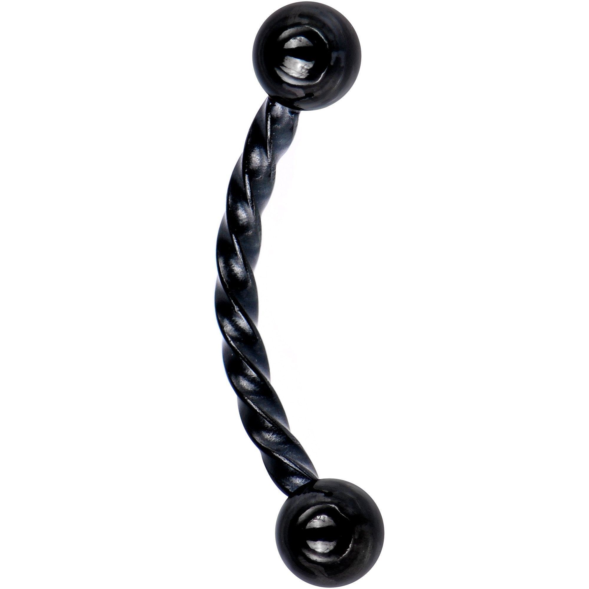 16G 3/8 Black IP Seriously Twisted Curved Eyebrow Ring
