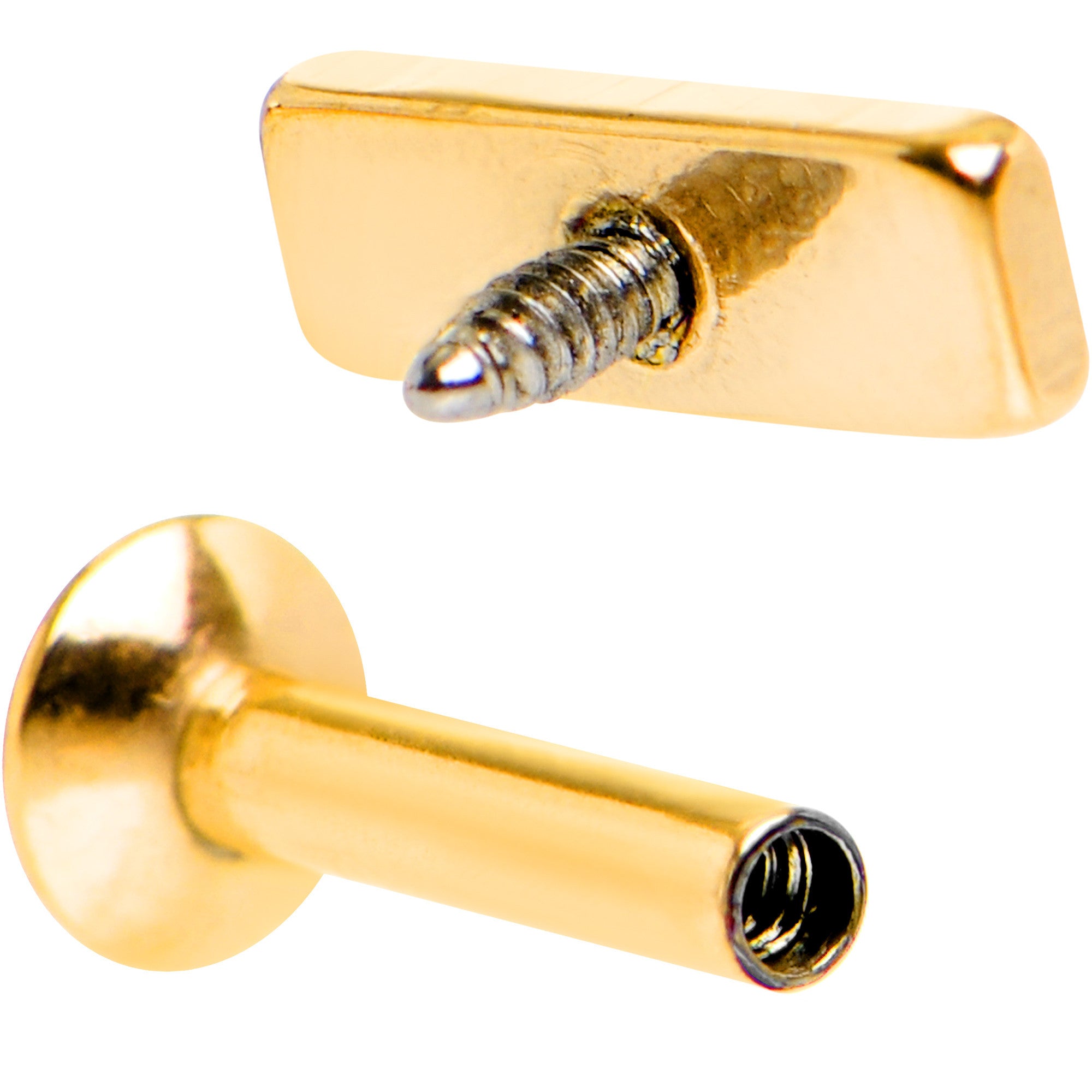 1/4 6mm Gold IP Rectangle Internal Thread Daith Cartilage Tragus