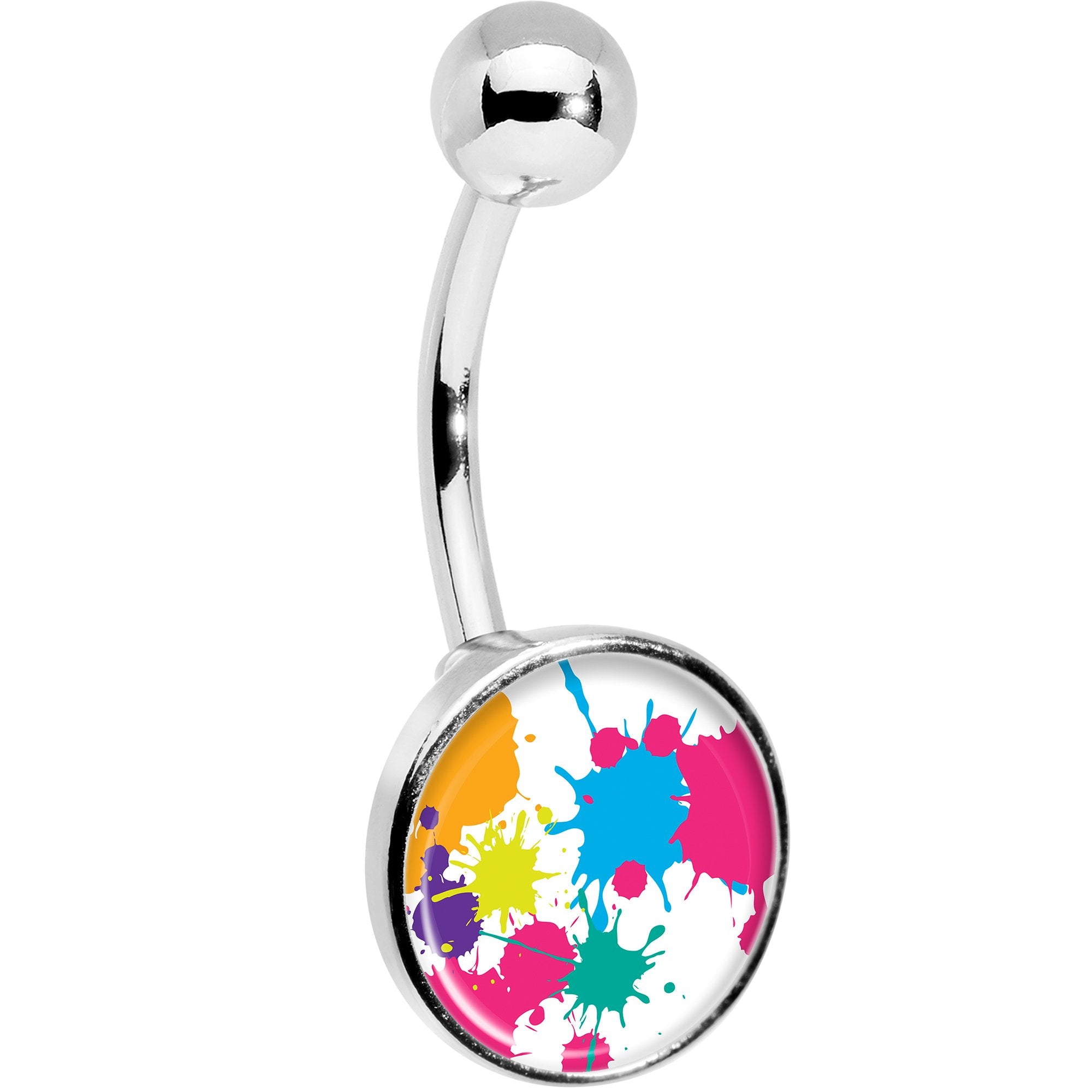 Pink Green Blue Color Splash Stainless Steel Belly Ring stylish jewelry