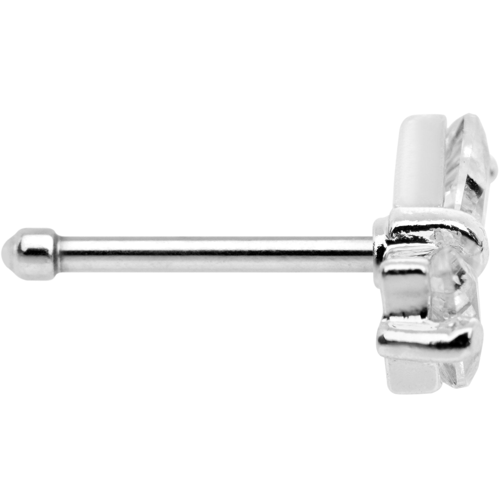 20G 1/4 Clear CZ Gem Bow Tie Formal Nose Bone