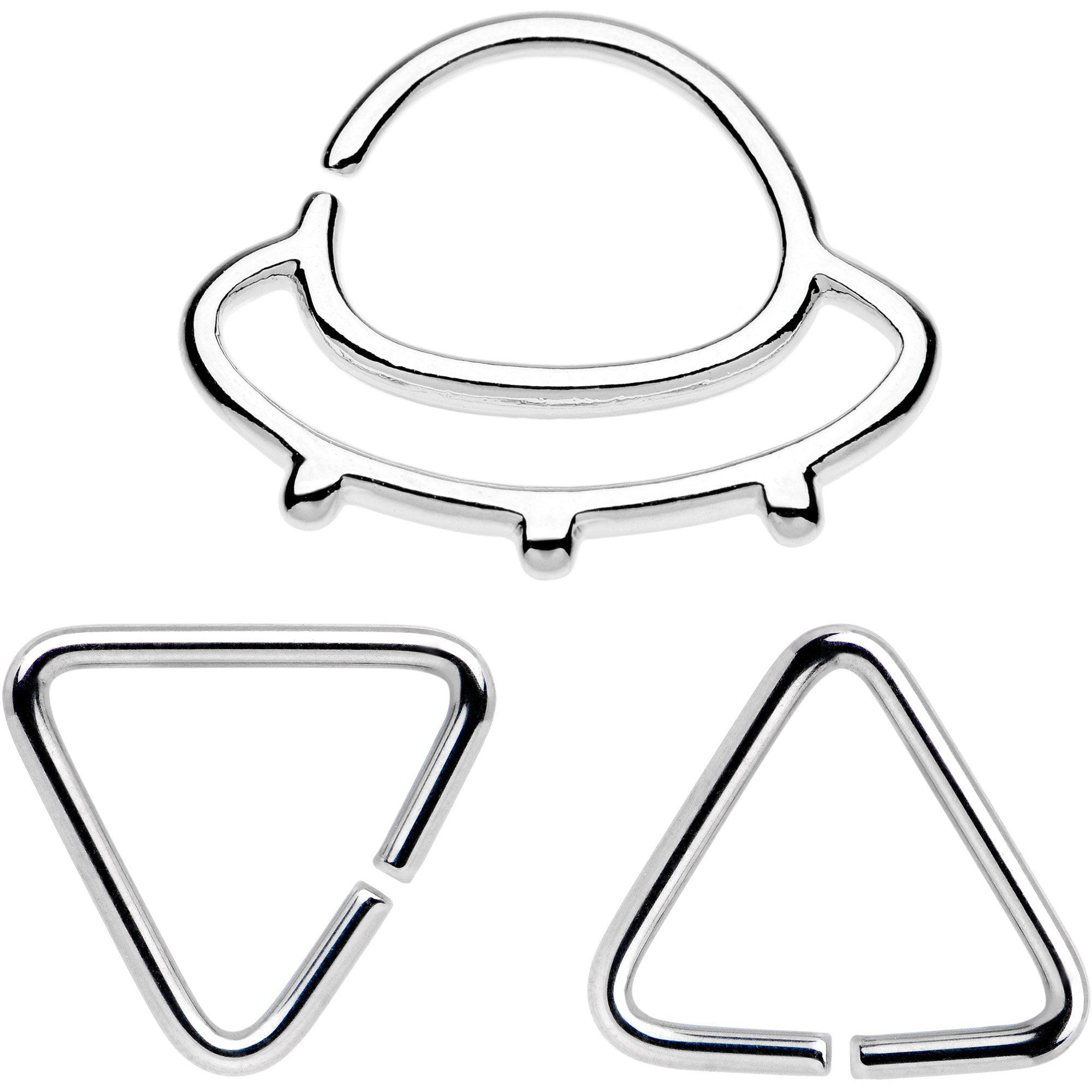 16G 5/16 Outer Space UFO Septum Ring Pack Set of 3