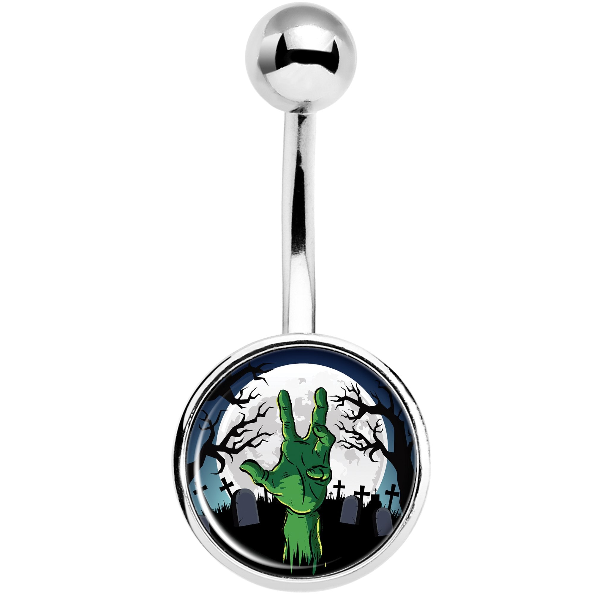 Cemetery Zombie Hand Halloween Stainless Steel Belly Ring lightweight comfortable