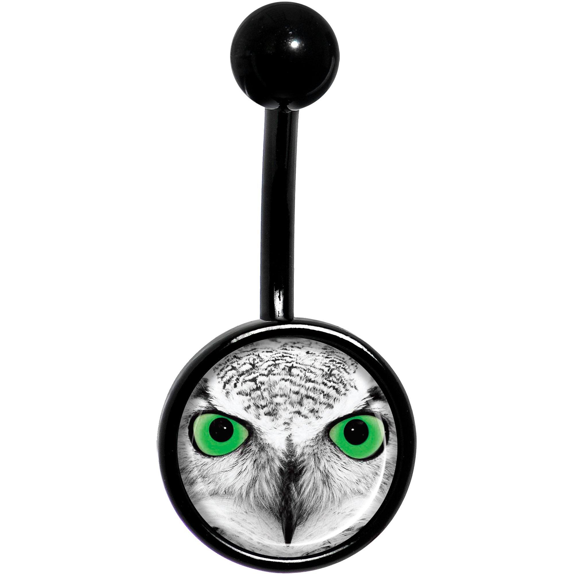 Black White Owl Black Stainless Steel Belly Ring lightweight comfortable