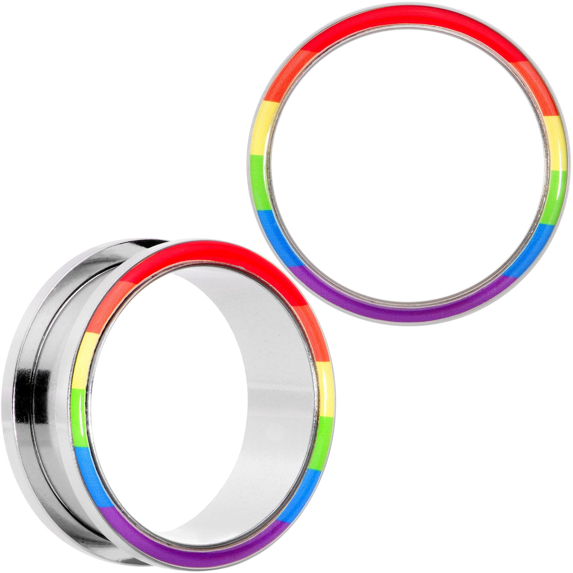 Rainbow Unity Pride Screw Fit Tunnel Plug Set 2G to 1"