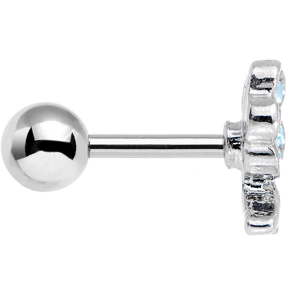 16G 1/4 Aqua Gem Petal Flower Left Ear Cartilage Earring