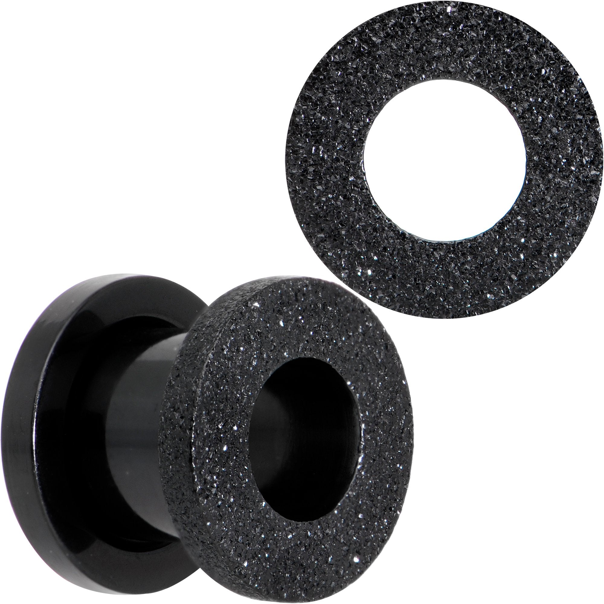 Black PVD Sandblasted Screw Fit Tunnel Plug Set 5mm to 16mm