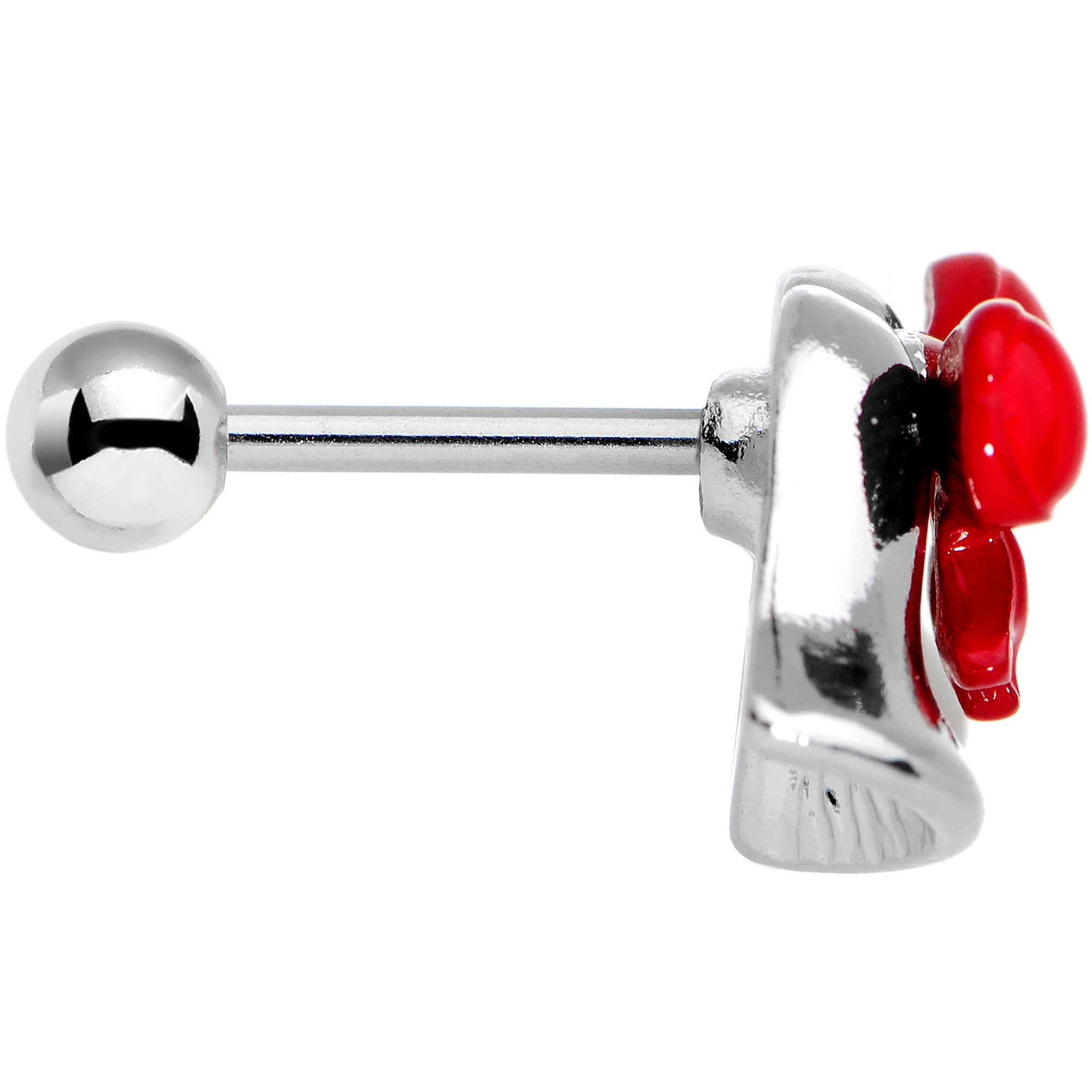 16G 1/4 Red Bow Ringing Holiday Bells Tragus Cartilage Earring