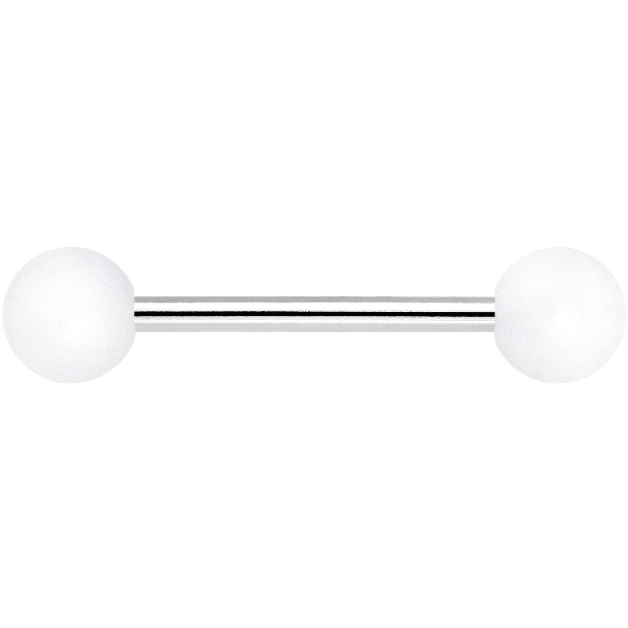 White Silicone Coated Acrylic Ball End Barbell Tongue Ring