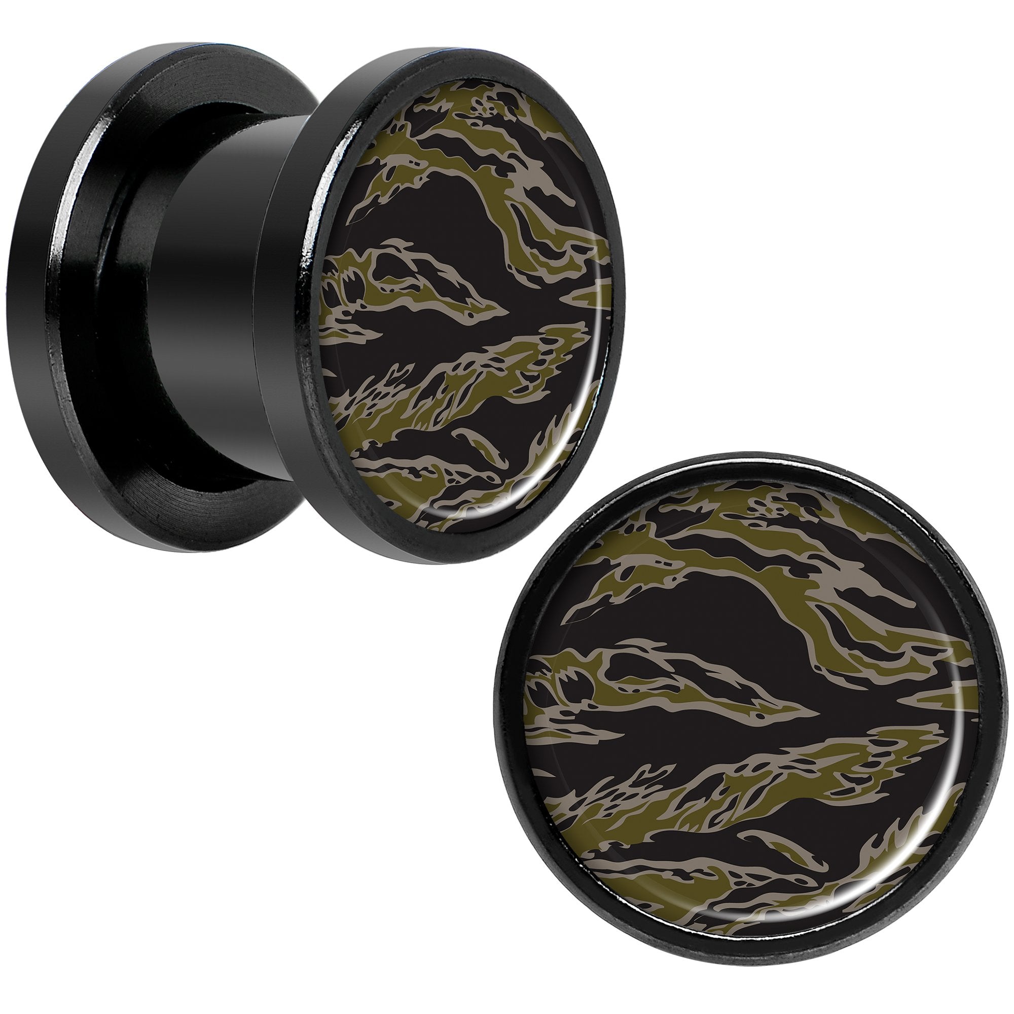 Tiger Camo Print Black Anodized Screw Fit Plug Set 00G