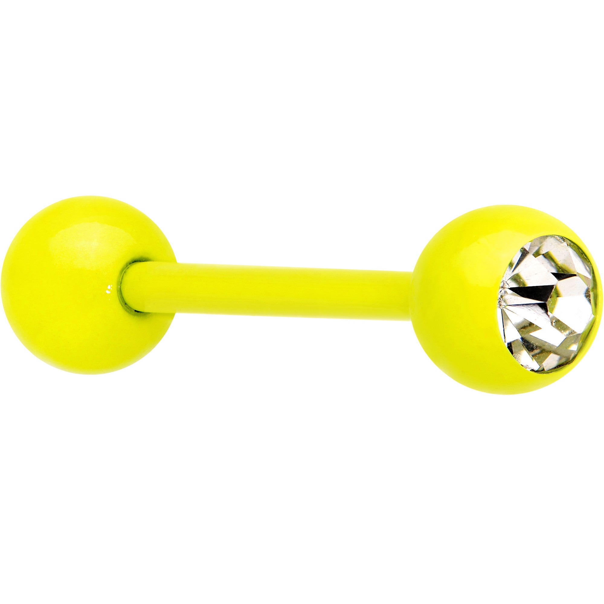 14G 5/8 Clear Gem Yellow Acrylic Over Steel Tongue Ring