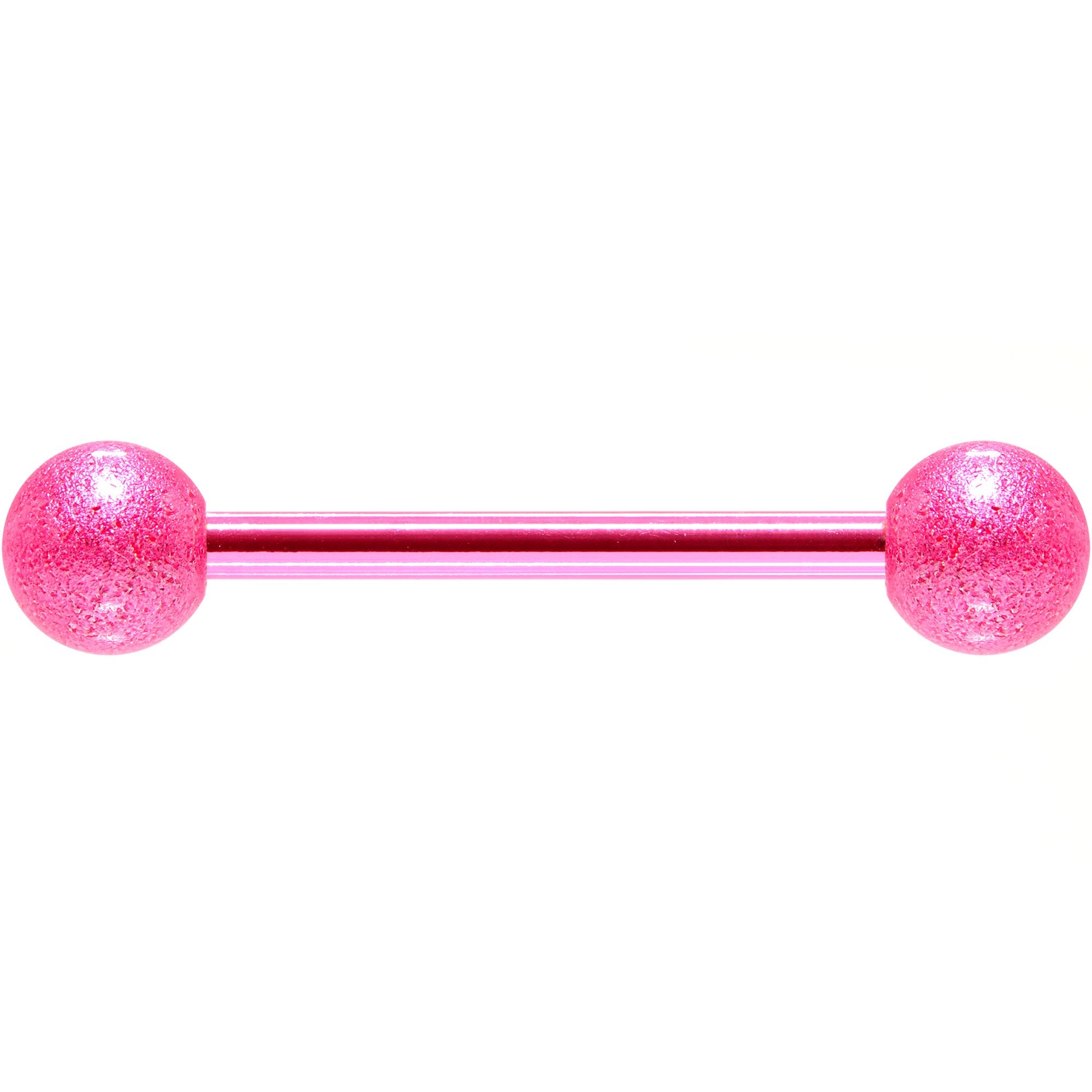 Pink Color PVD Sandblasted Barbell Tongue Ring