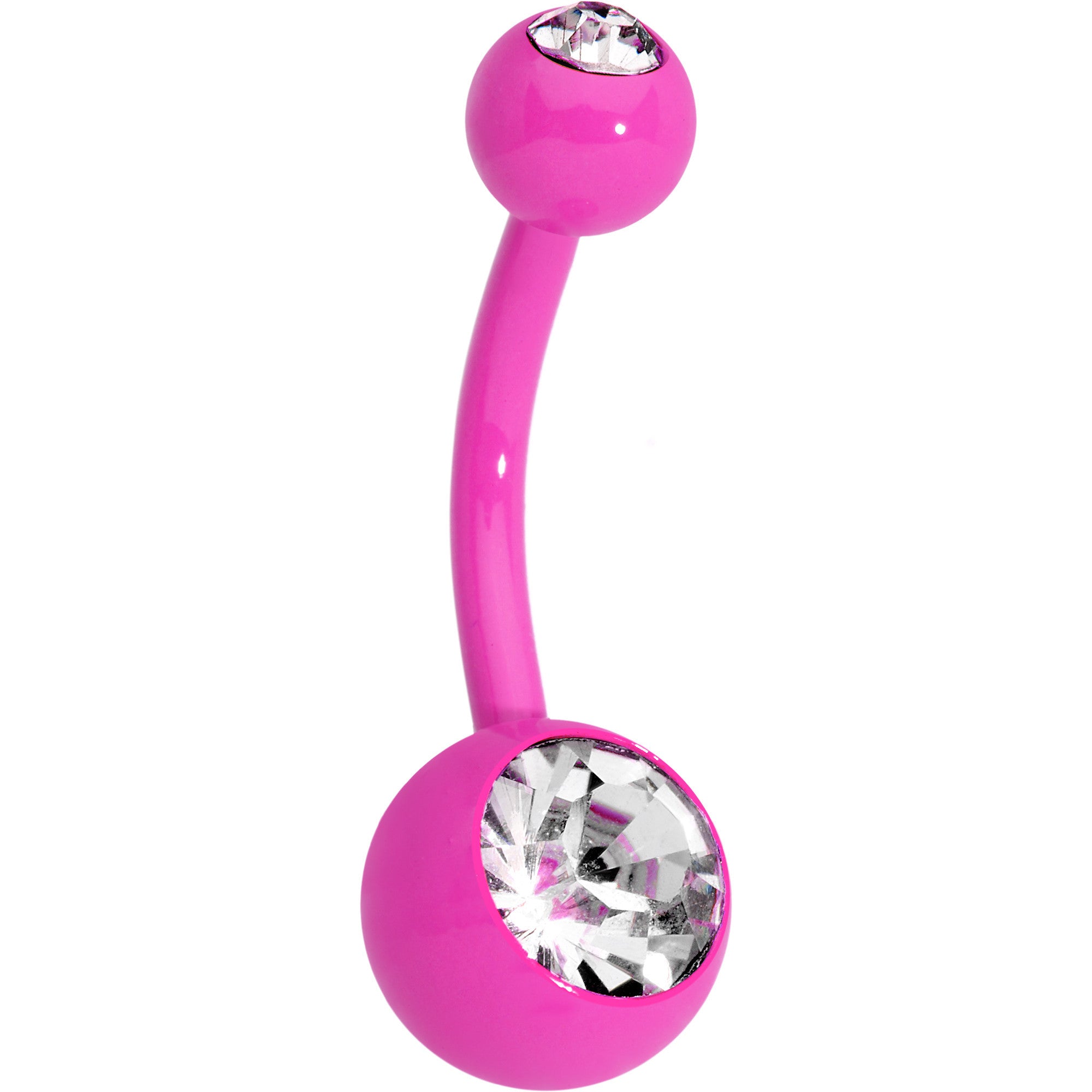 14G 3/8 Clear Gem Pink Acrylic Over Steel Belly Ring