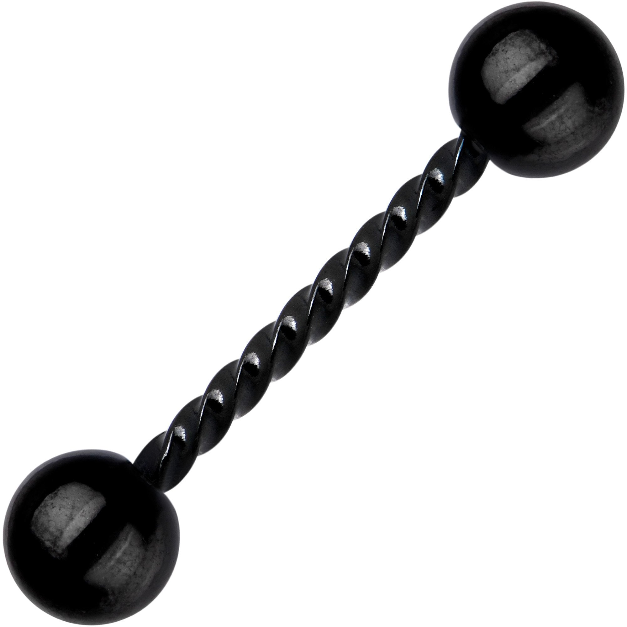 14G 5/8 Black IP Seriously Twisted Barbell Tongue Ring