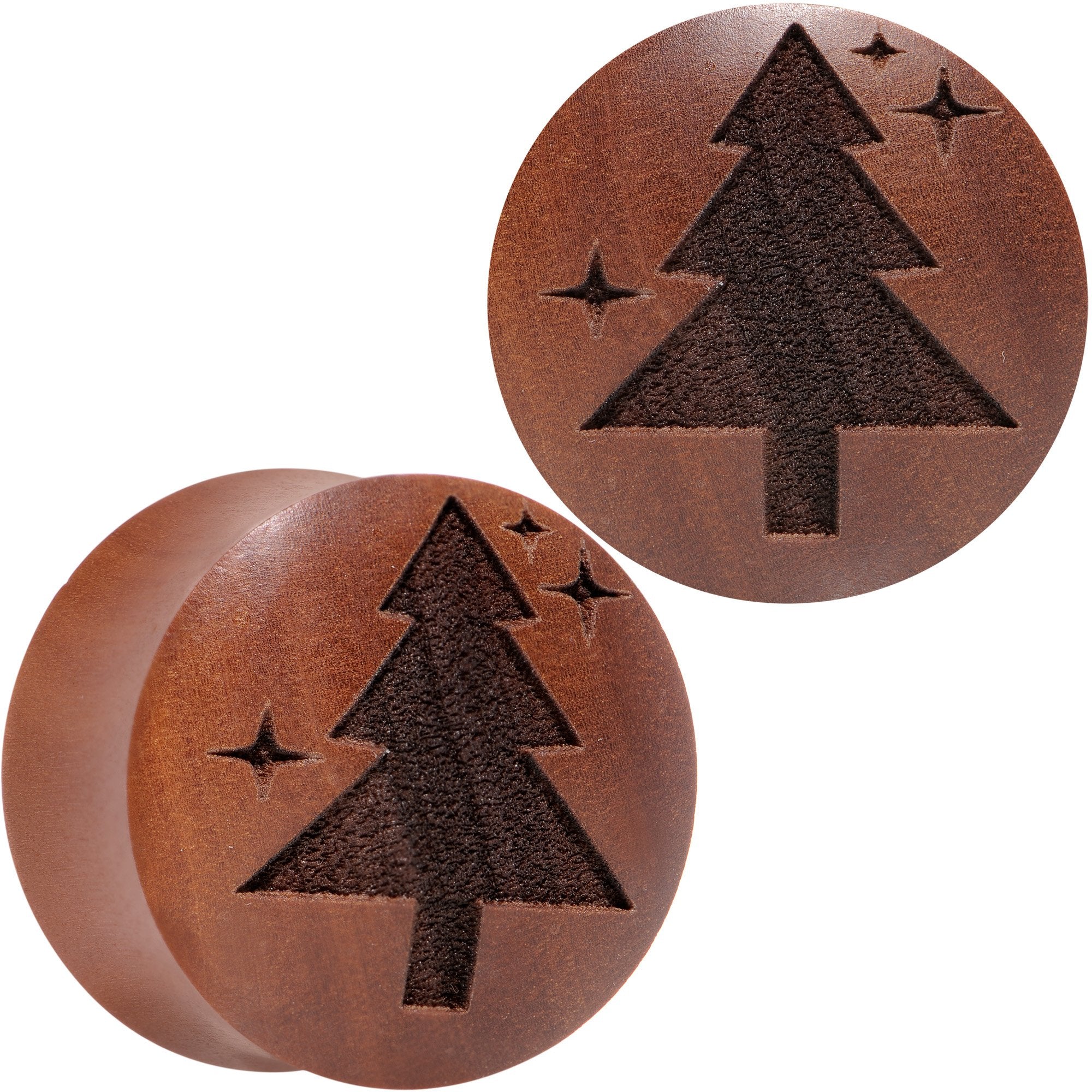 Organic Sawo Wood Christmas Tree Saddle Plug Set Sizes 8mm to 25mm