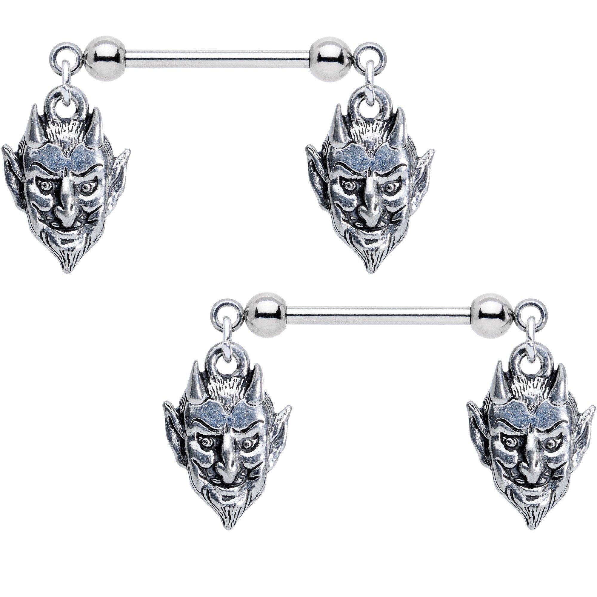 Handcrafted Beelzebub Dangle Nipple Ring Set