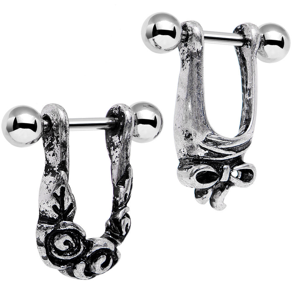 16G 3/8 Steel Beautiful Bow Flower Helix Cartilage Earring Set