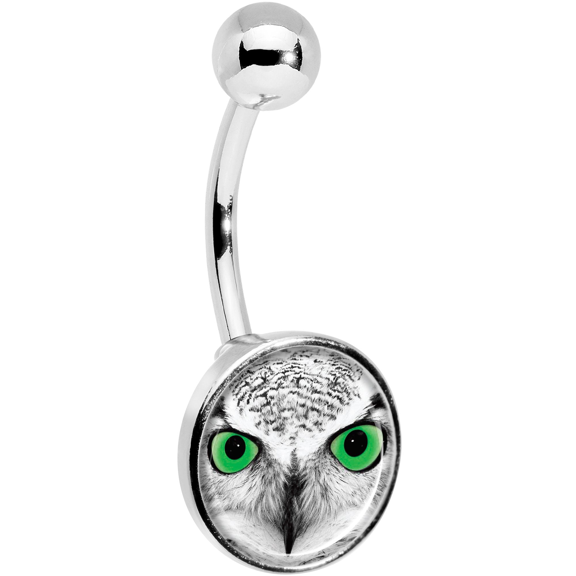 Black White Owl Stainless Steel Belly Ring stylish jewelry