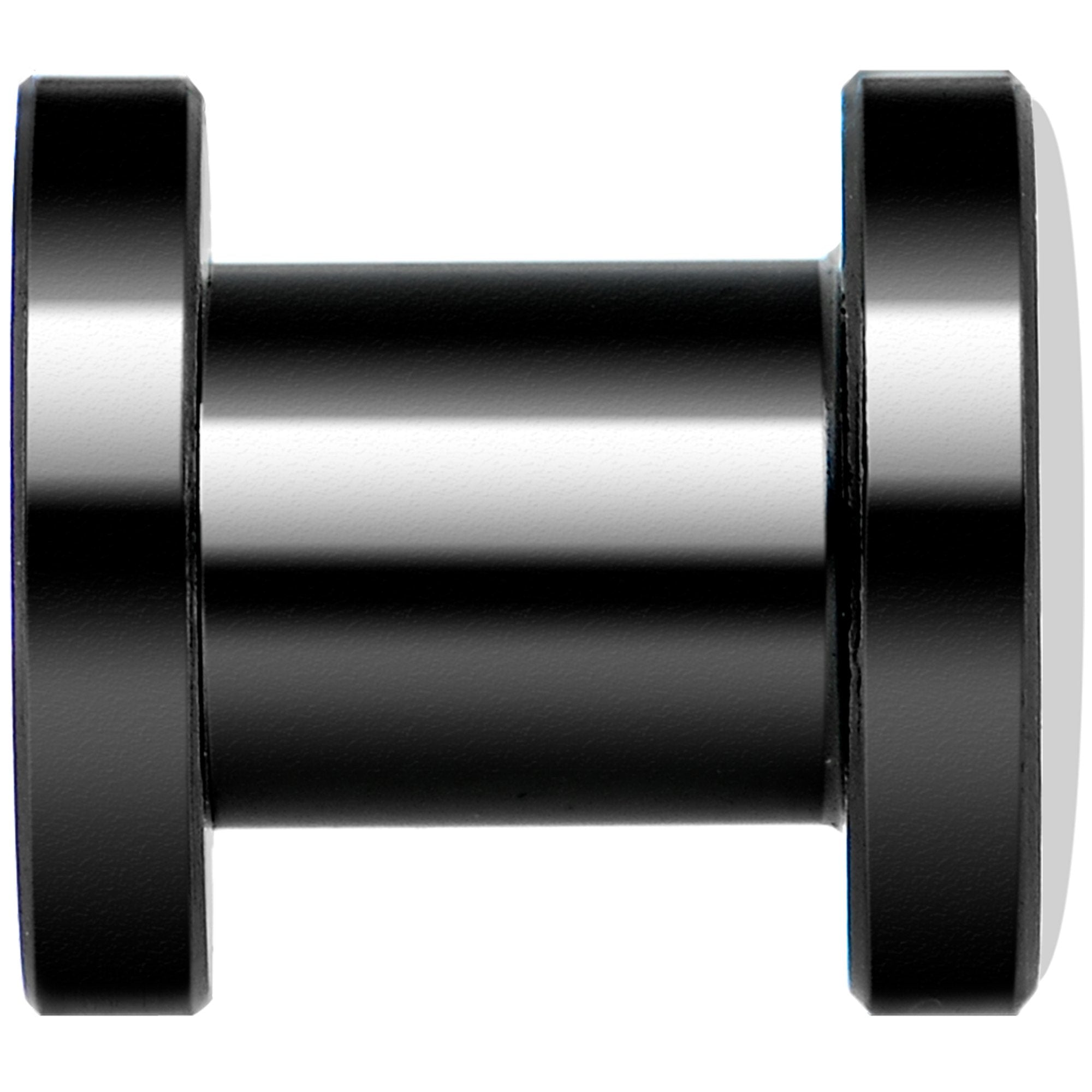 Black White Tiger Eyes Black Anodized Screw Fit Plug Set 2G