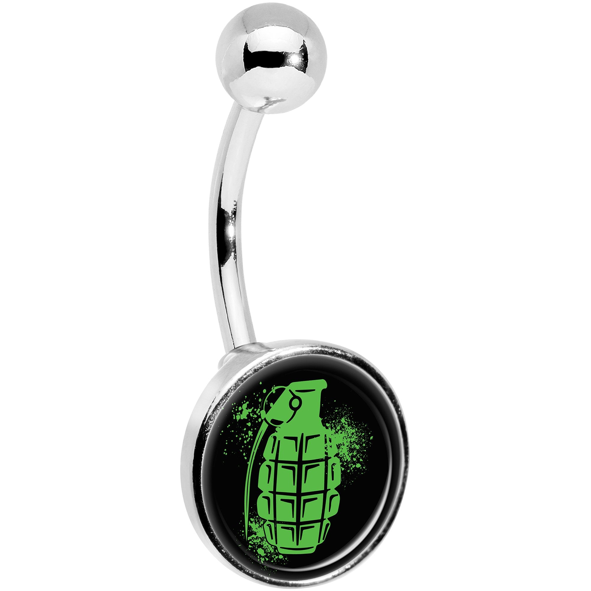 Green Grenade Stainless Steel Belly Ring stylish jewelry