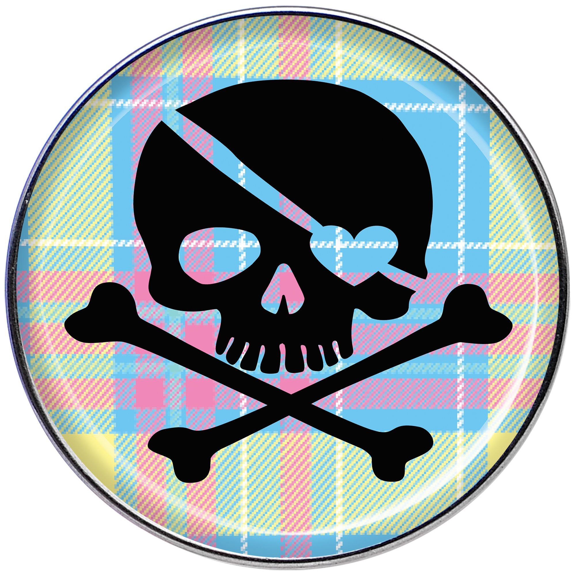 16G 1/4 Pink Green Plaid Heart Skull Tragus Cartilage Earring