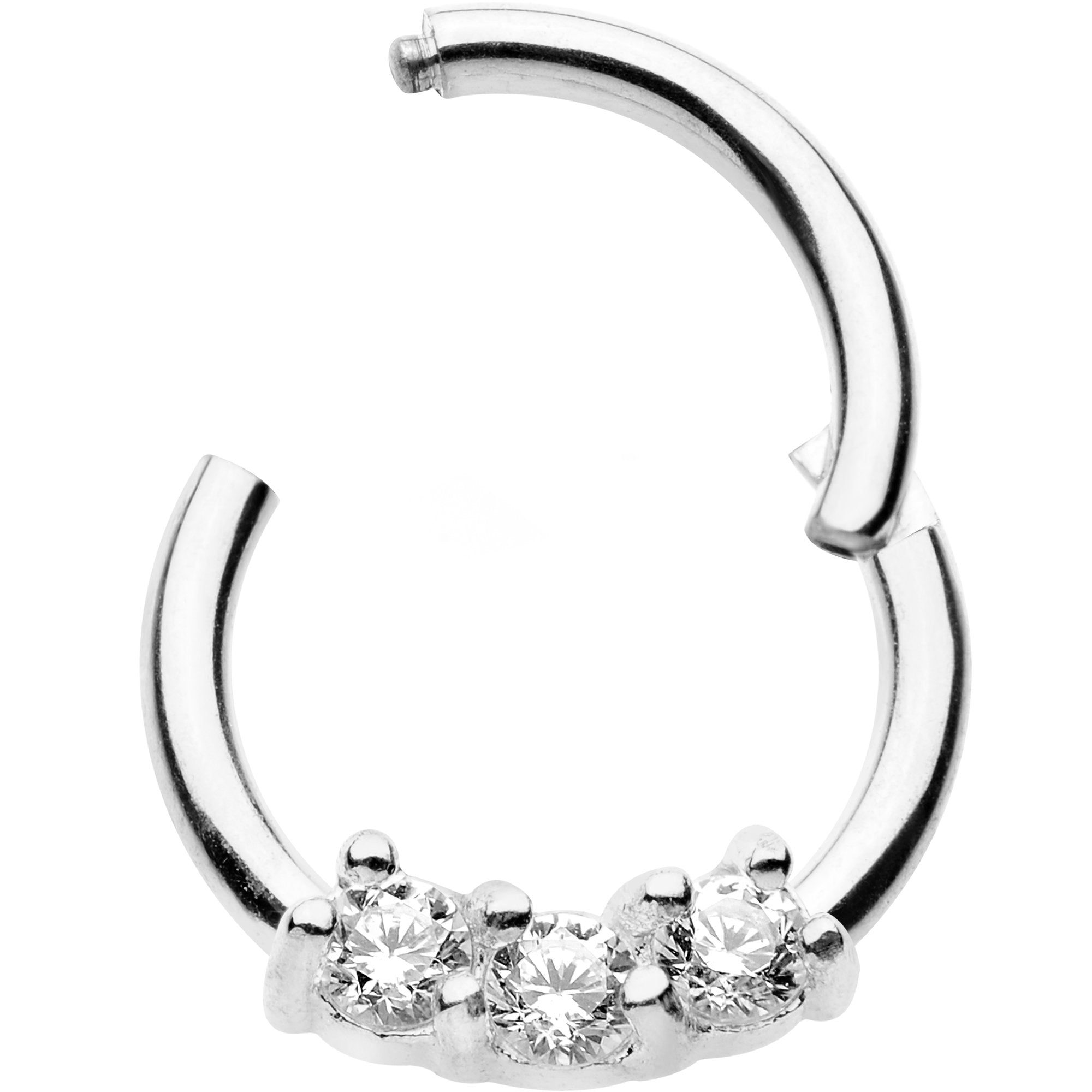 16G 5/16 Clear Gem Hinged Segment Ring Circular Barbell