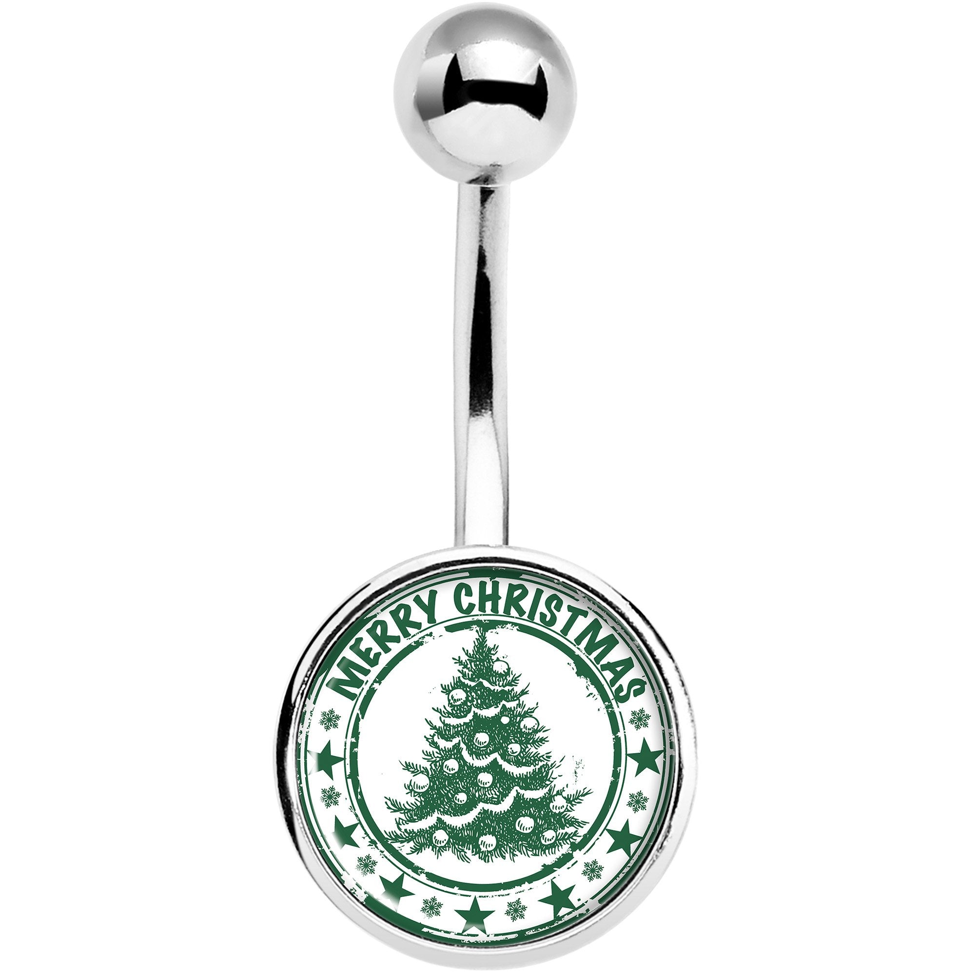 Merry Christmas Tree Stainless Steel Belly Ring lightweight comfortable