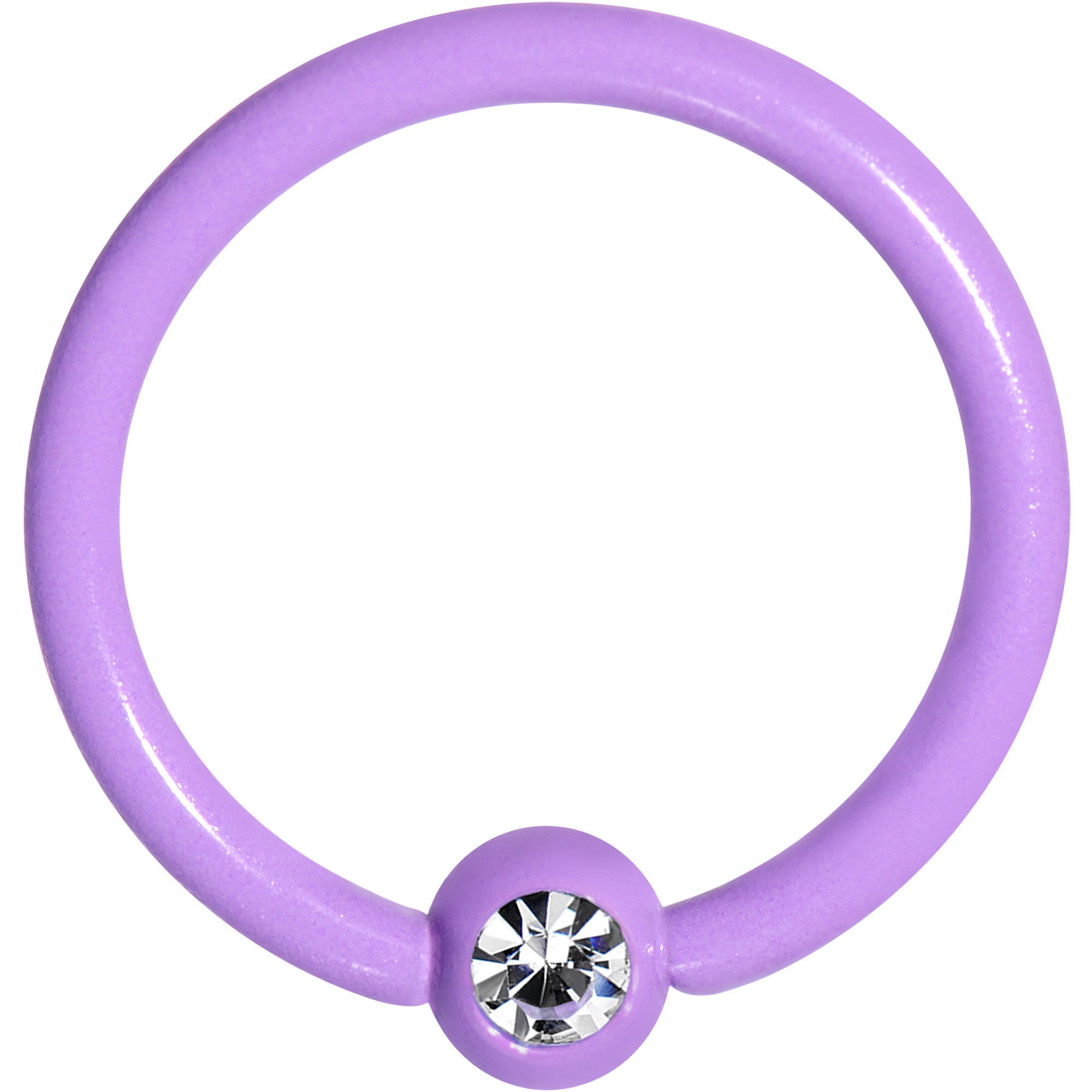 16G 5/16 Clear Gem Purple Acrylic Over Steel Captive Ring