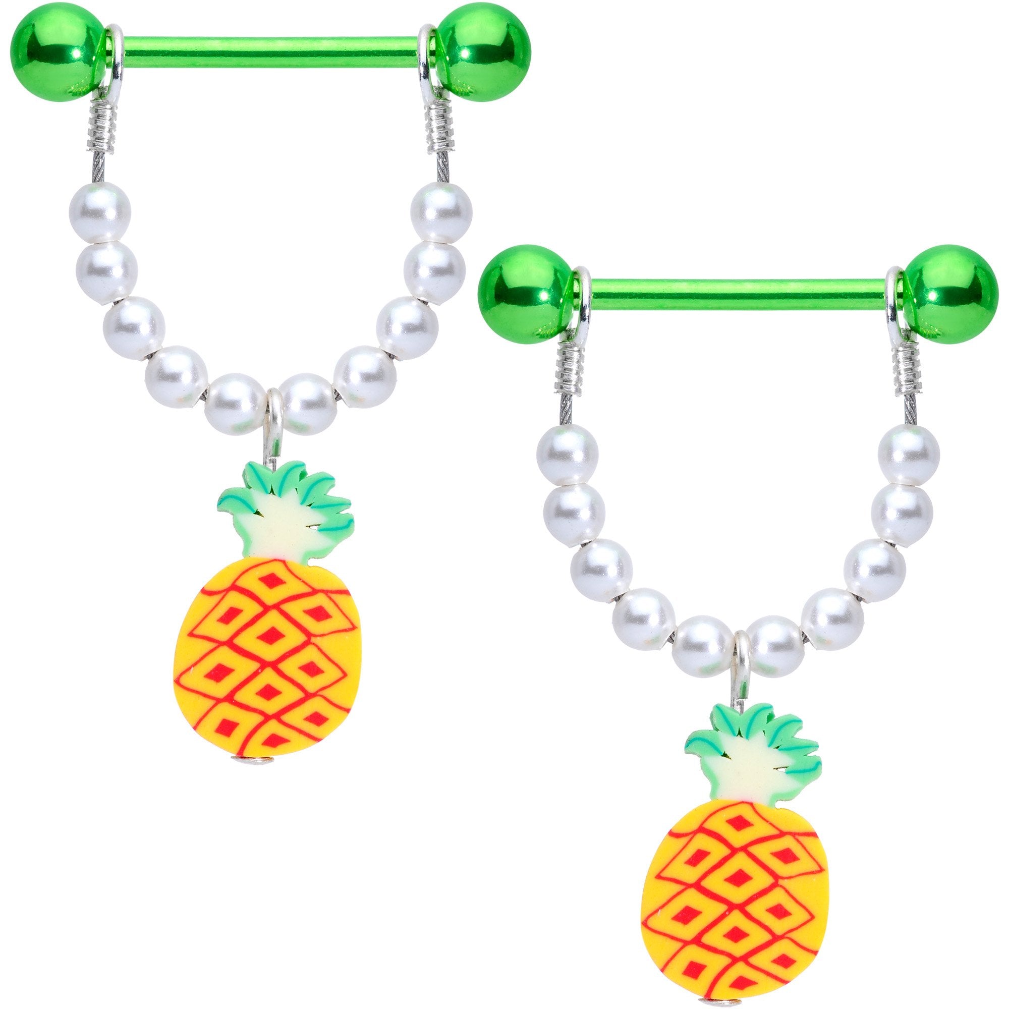 Pina Colada Dangle Nipple Ring Set Created with Crystals