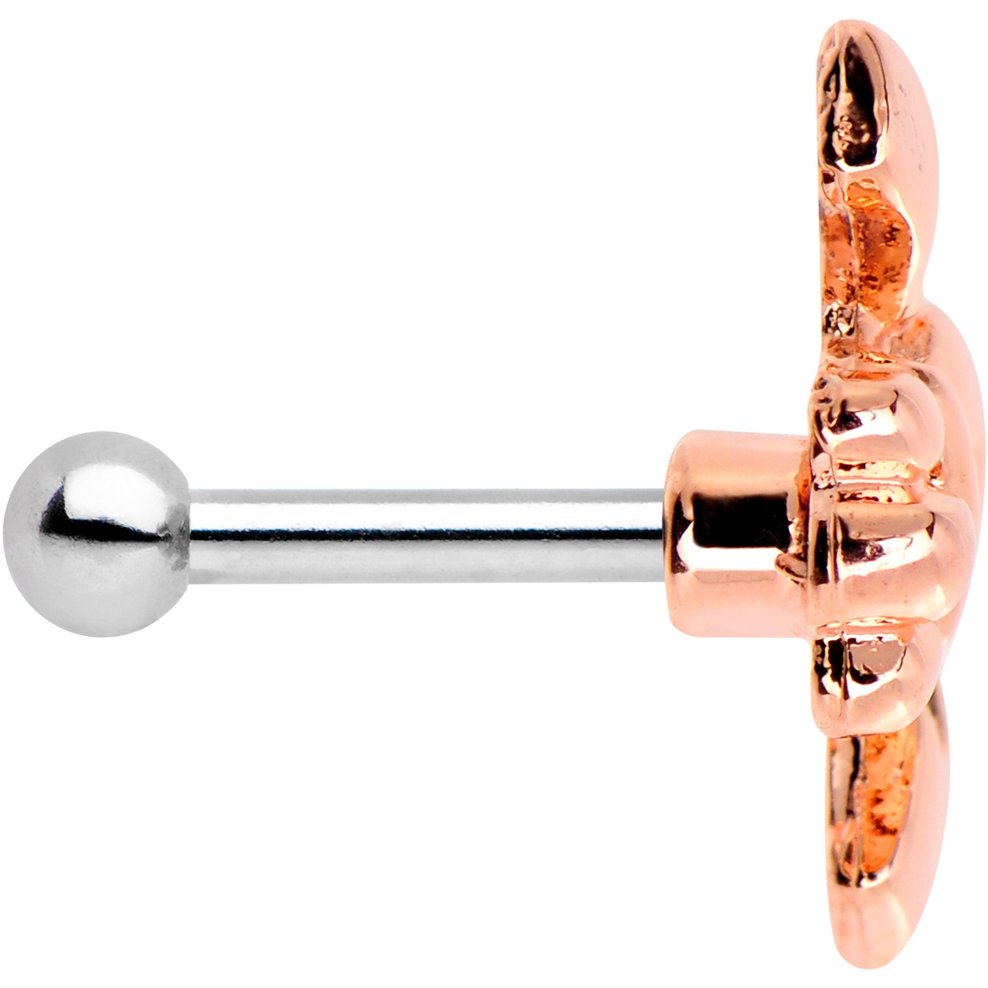 16G 1/4 Rose Gold Tone Sacred Heart Tragus Cartilage Earring